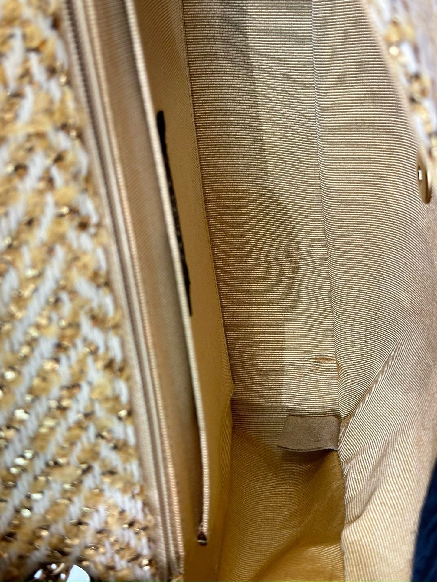 Chanel Medium Gold Tweed Single Flap Bag