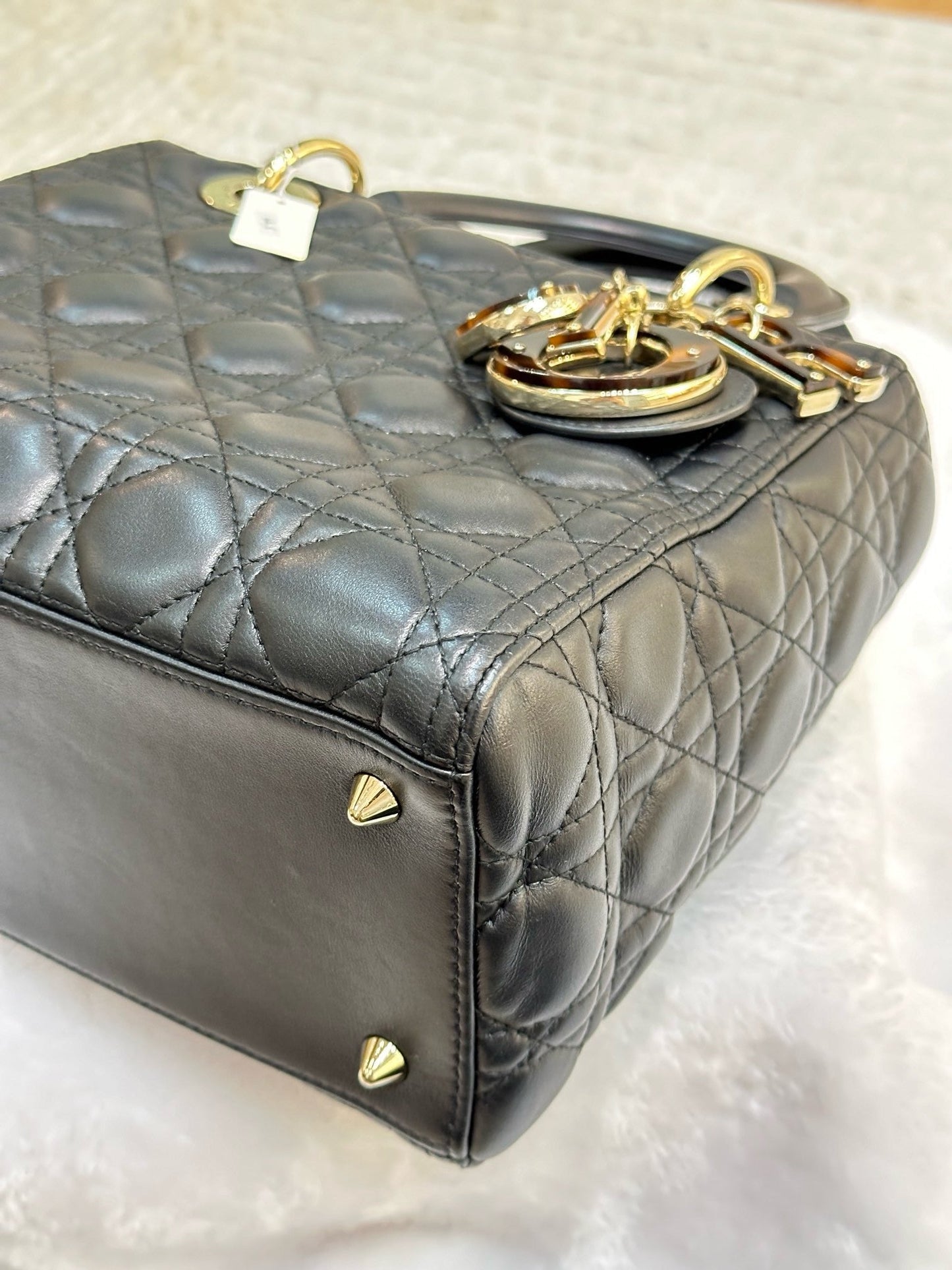 Christian Dior Lambskin Cannage Medium Lady Dior Black GHW