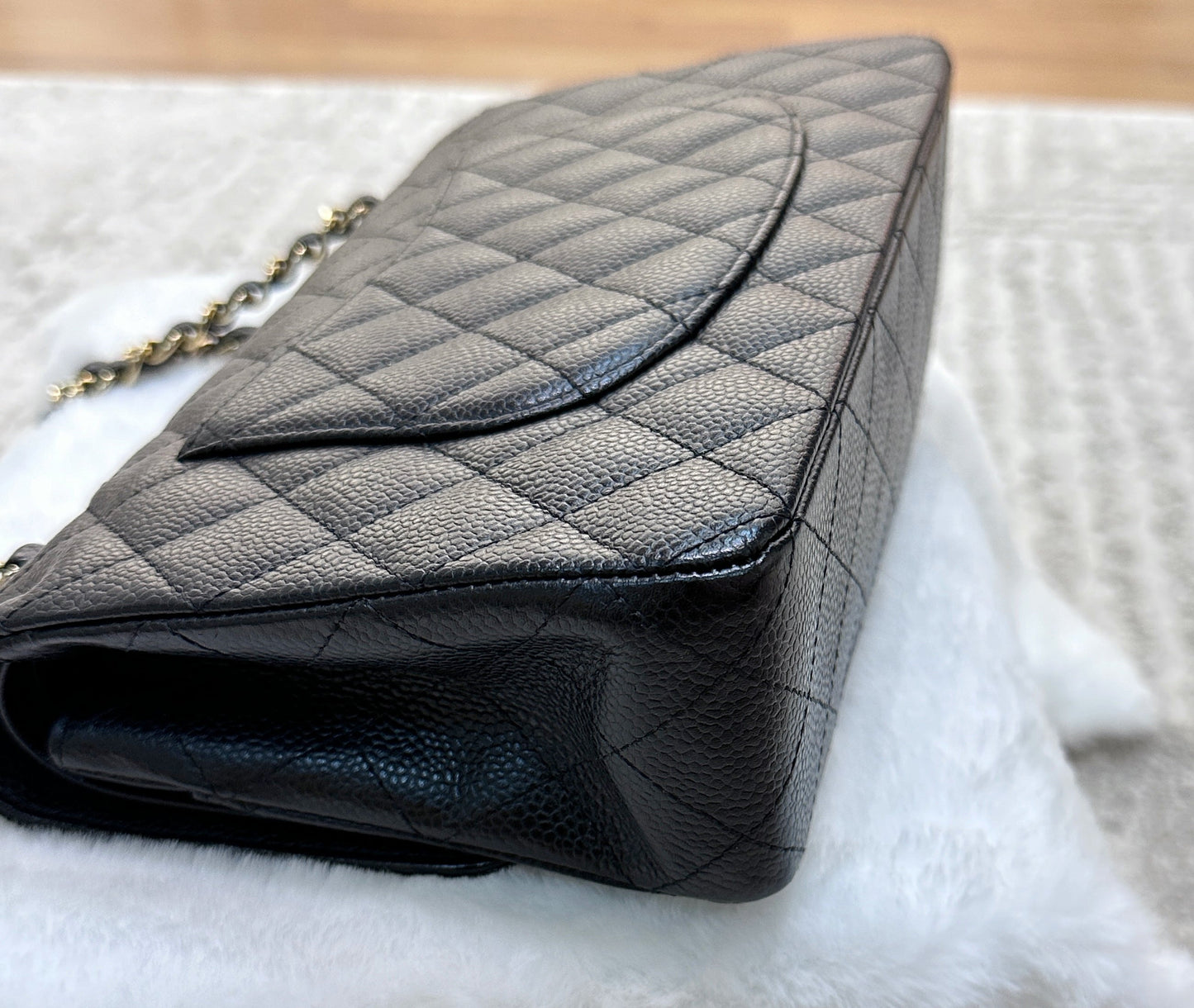 Chanel Medium Classic Flap Caviar Black Gold Hardware