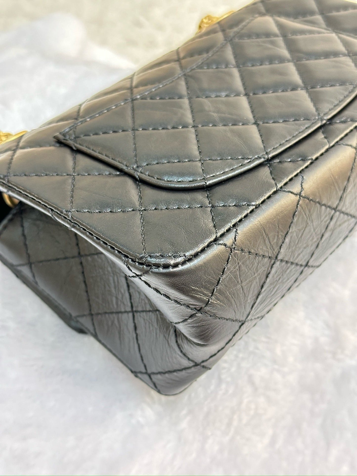Chanel Mini Aged Calfskin Quilted 2.55 Reissue Flap Black Bag