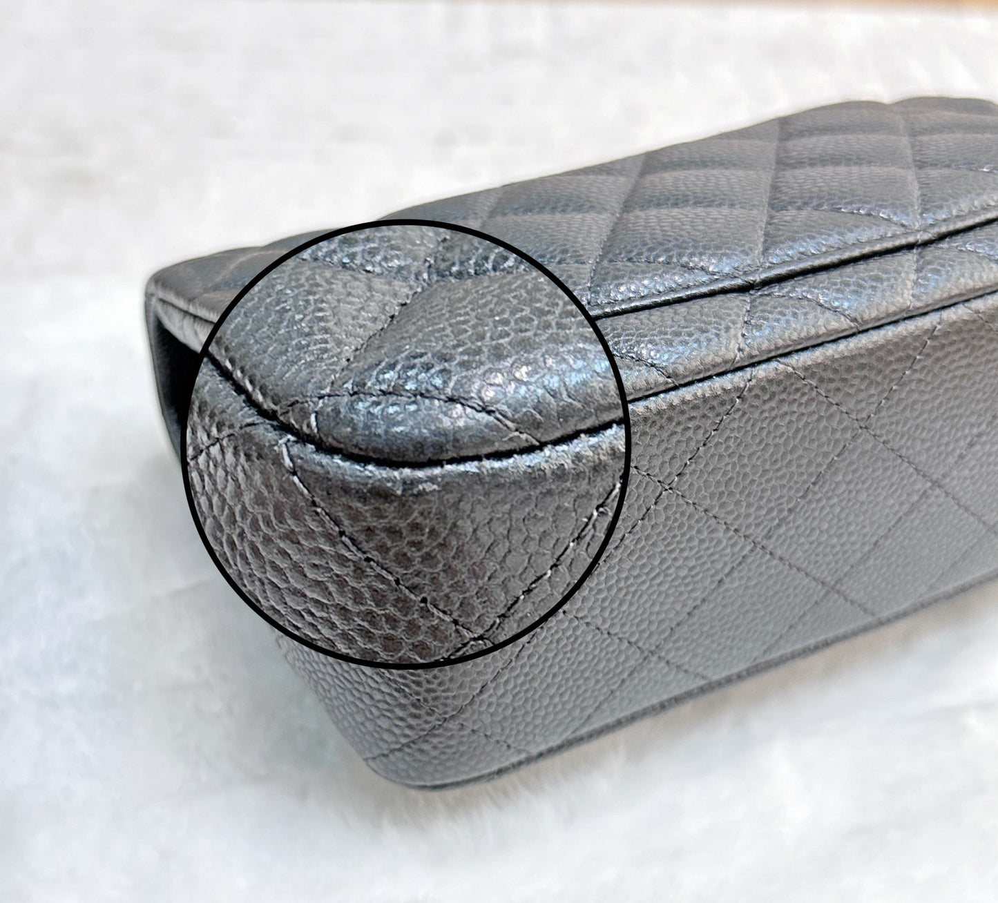 Chanel Classic Mini Rectangular 18S Dark Gray/Grey Quilted Caviar LGHW