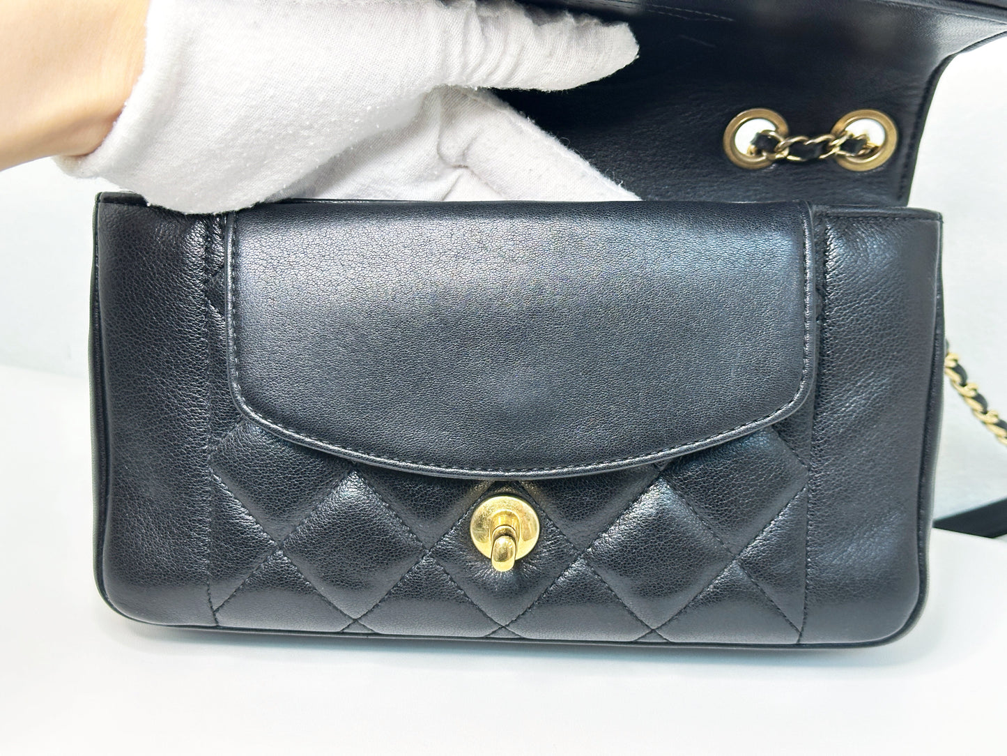 Chanel Small Diana Flap Black Lambskin GHW 2073 holo