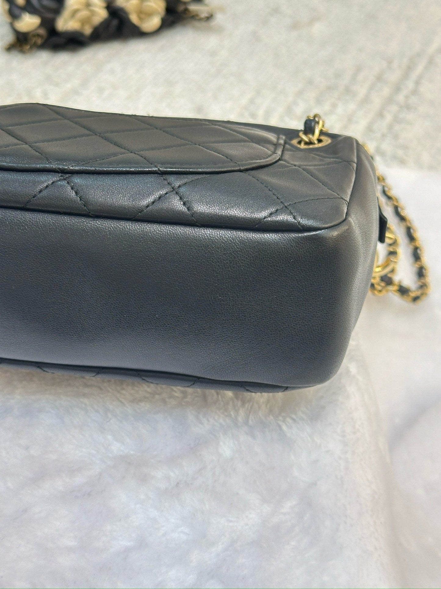 Chanel Lambskin Quilted All About Chains Camera Bag Black