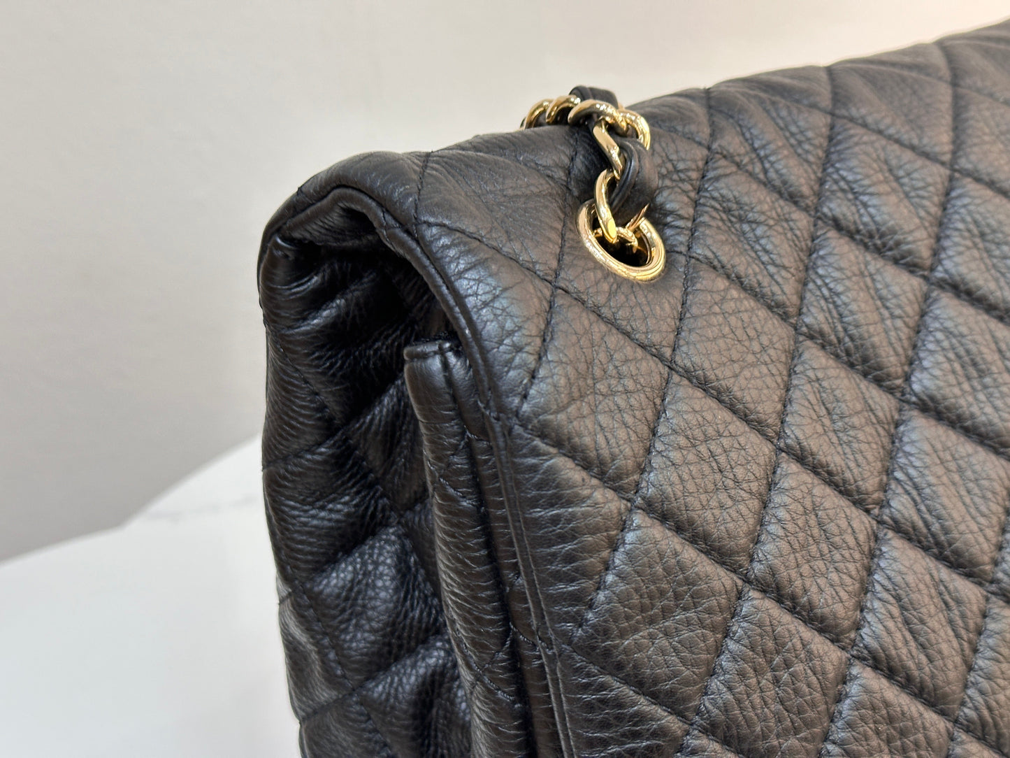 Chanel 2017 Calfskin Quilted XXL Travel Flap shoulder bag Black GHW 2382 holo card