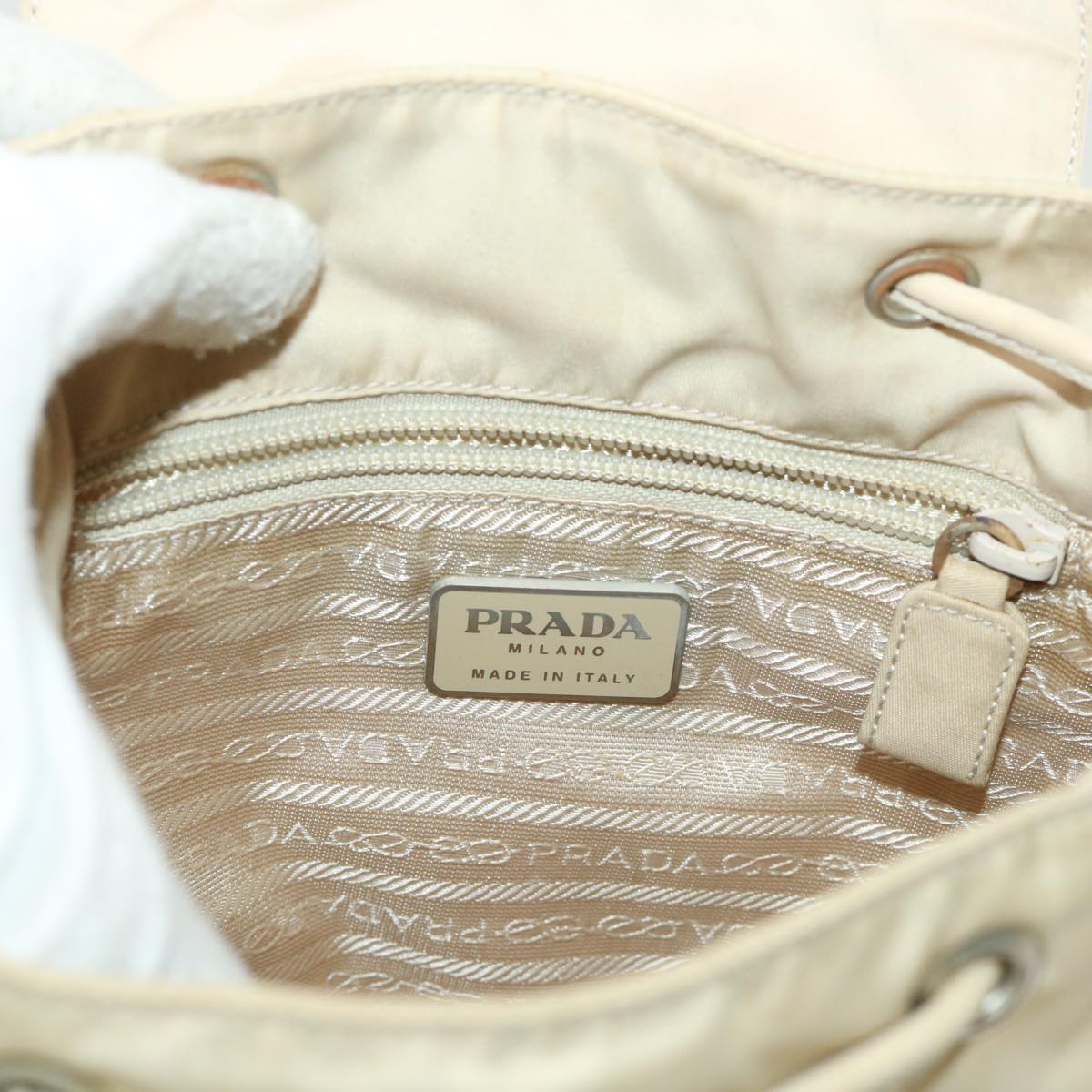 PRADA Backpack Nylon Beige 48226