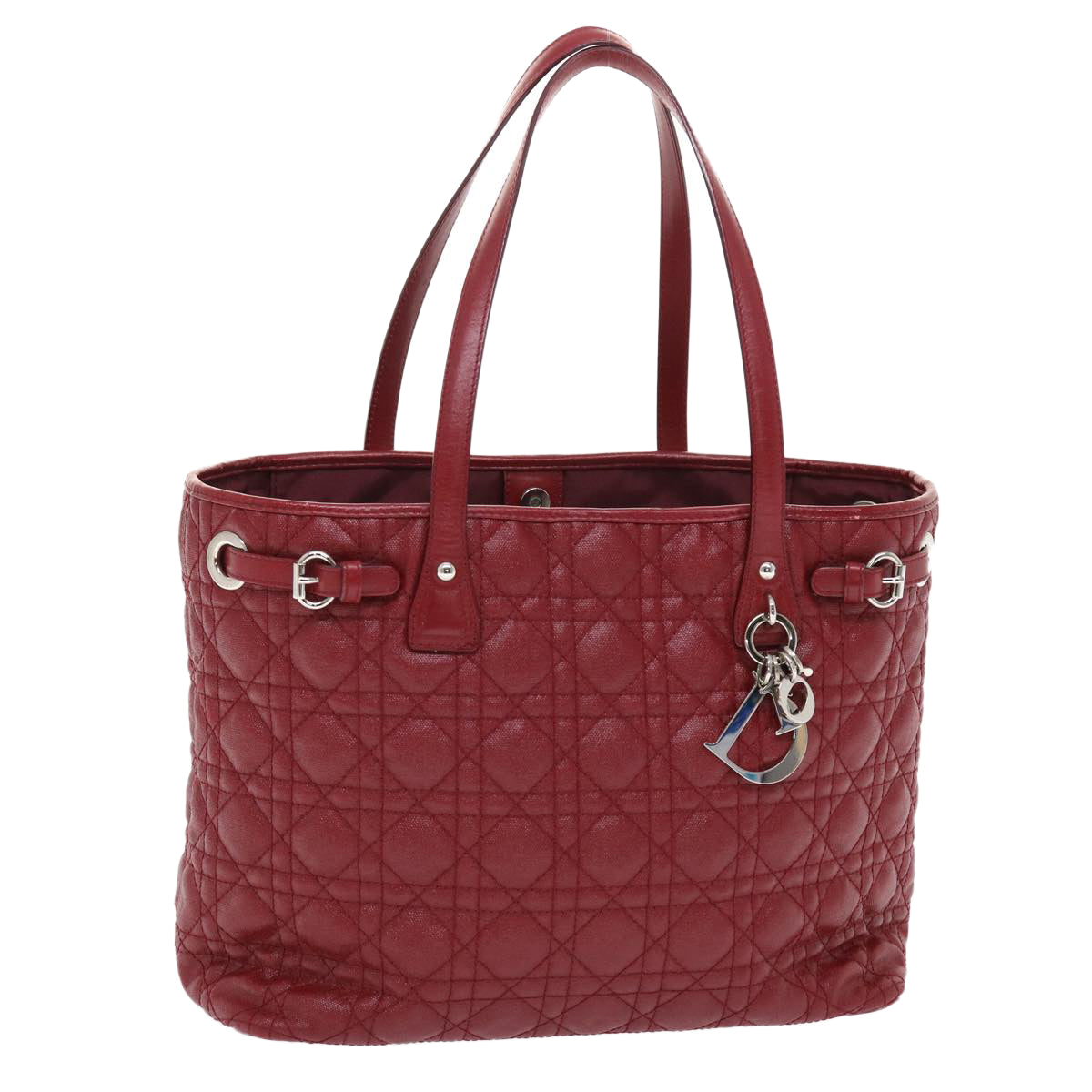 CHRISTIAN DIOR Canage Panarea Hand Bag PVC Leather Red 01-BO-0130 Auth 49472