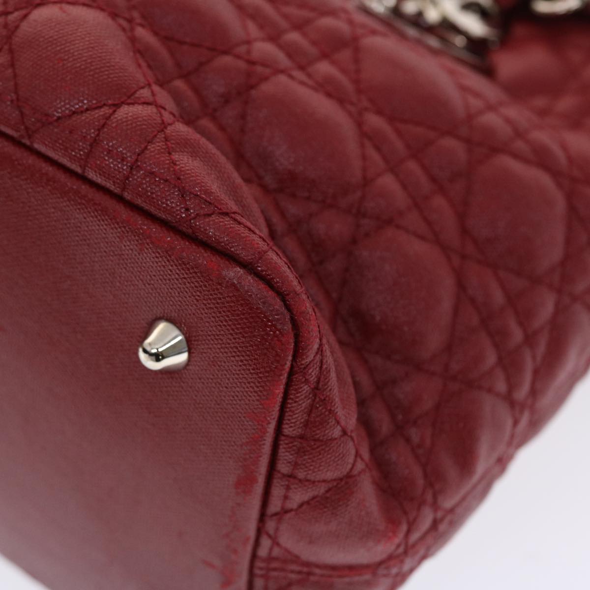 CHRISTIAN DIOR Canage Panarea Hand Bag PVC Leather Red 01-BO-0130 Auth 49472