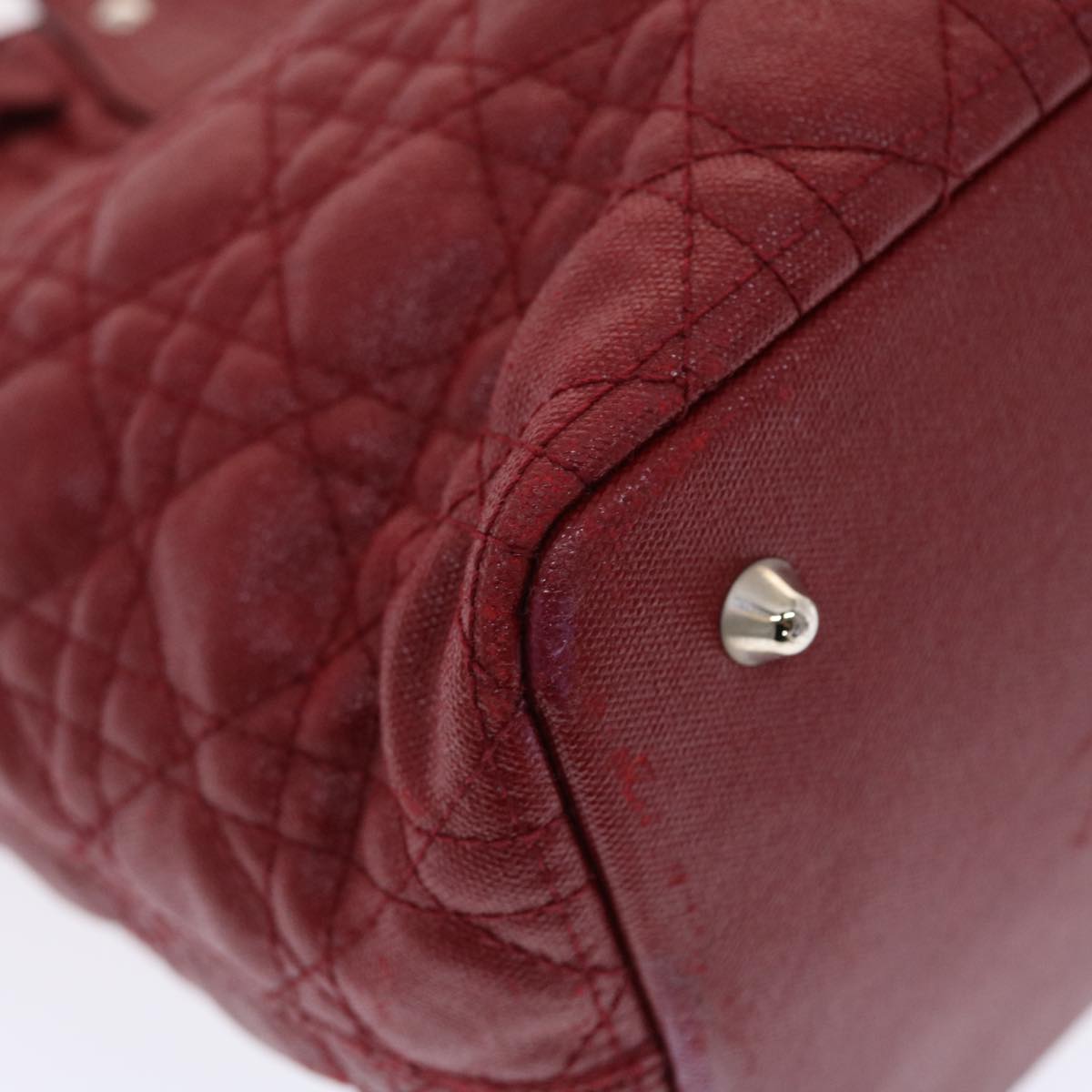 CHRISTIAN DIOR Canage Panarea Hand Bag PVC Leather Red 01-BO-0130 Auth 49472