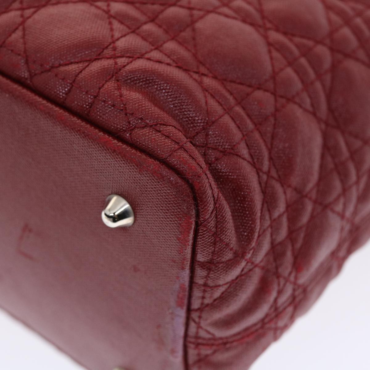 CHRISTIAN DIOR Canage Panarea Hand Bag PVC Leather Red 01-BO-0130 Auth 49472