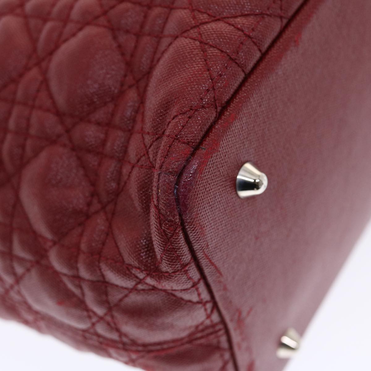 CHRISTIAN DIOR Canage Panarea Hand Bag PVC Leather Red 01-BO-0130 Auth 49472