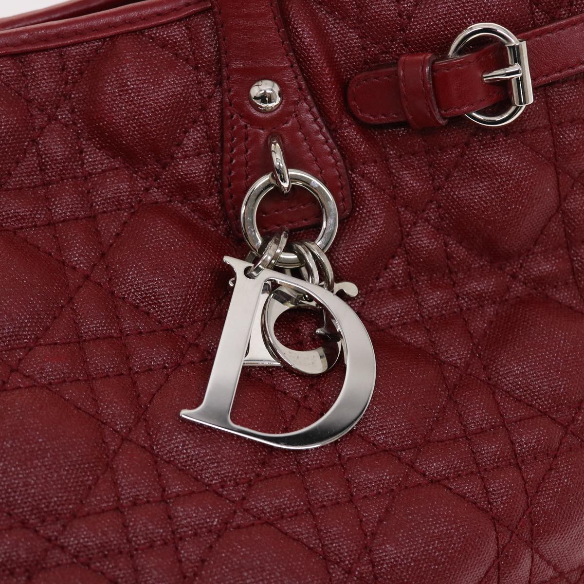 CHRISTIAN DIOR Canage Panarea Hand Bag PVC Leather Red 01-BO-0130 Auth 49472