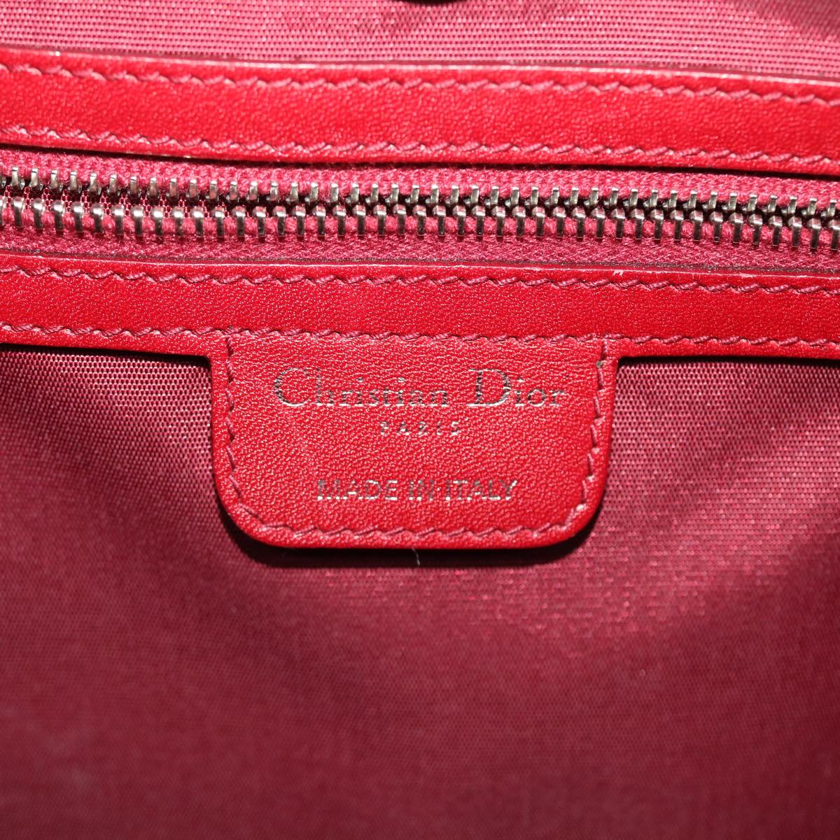 CHRISTIAN DIOR Canage Panarea Hand Bag PVC Leather Red 01-BO-0130 Auth 49472