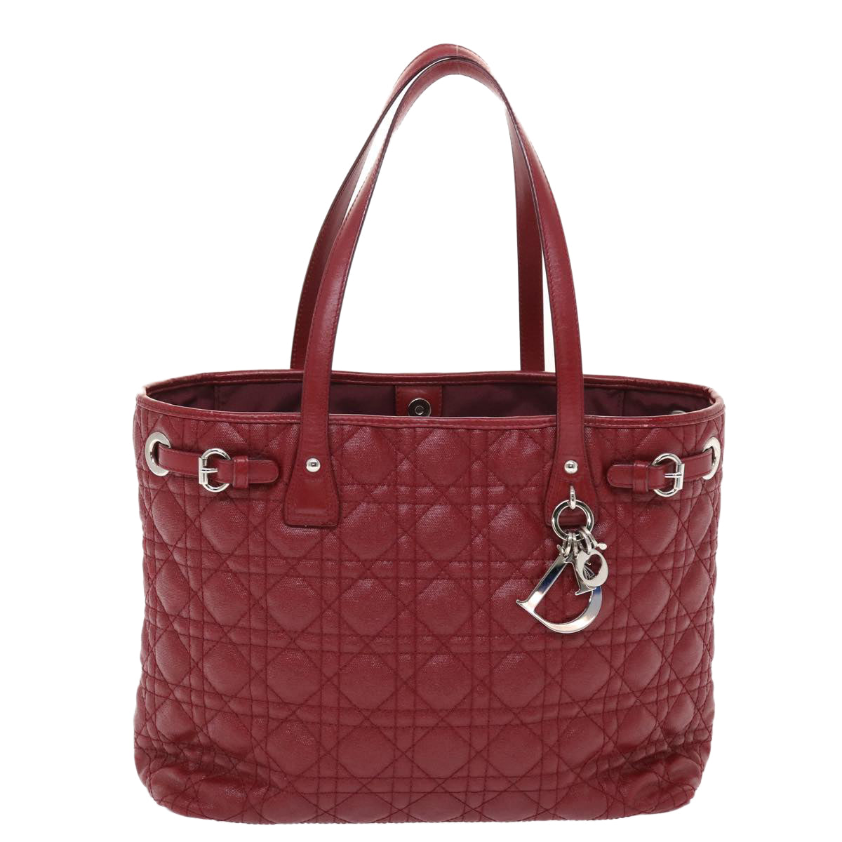 CHRISTIAN DIOR Canage Panarea Hand Bag PVC Leather Red 01-BO-0130 Auth 49472