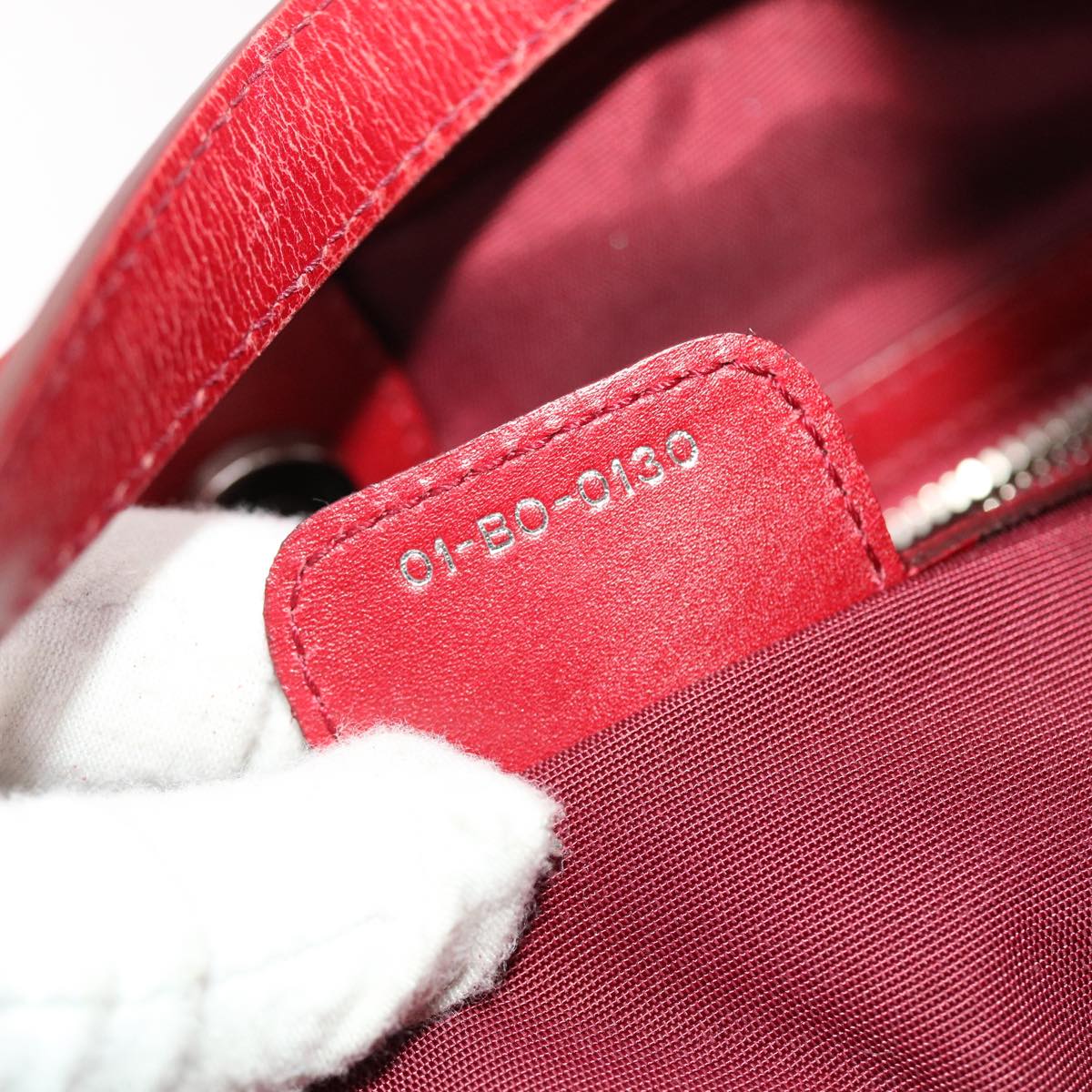 CHRISTIAN DIOR Canage Panarea Hand Bag PVC Leather Red 01-BO-0130 Auth 49472
