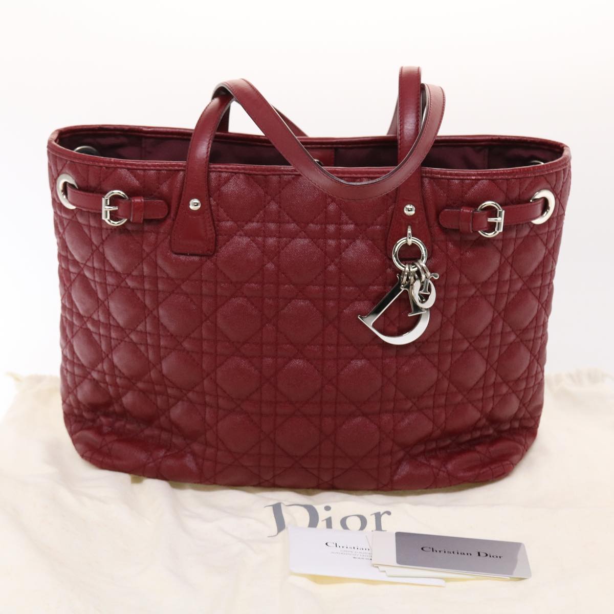 CHRISTIAN DIOR Canage Panarea Hand Bag PVC Leather Red 01-BO-0130 Auth 49472