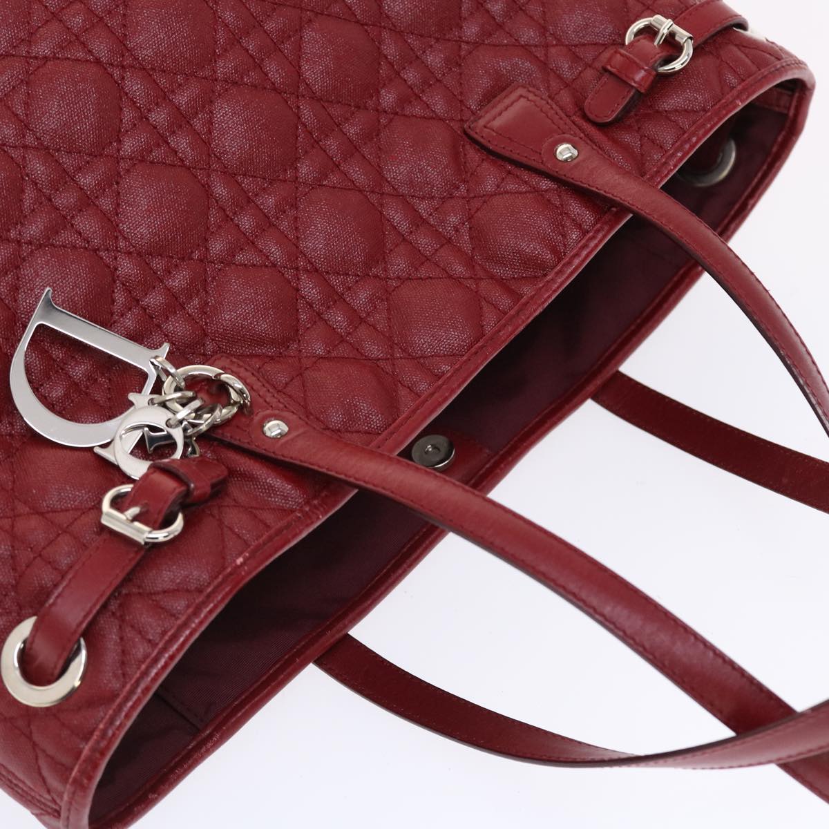 CHRISTIAN DIOR Canage Panarea Hand Bag PVC Leather Red 01-BO-0130 Auth 49472