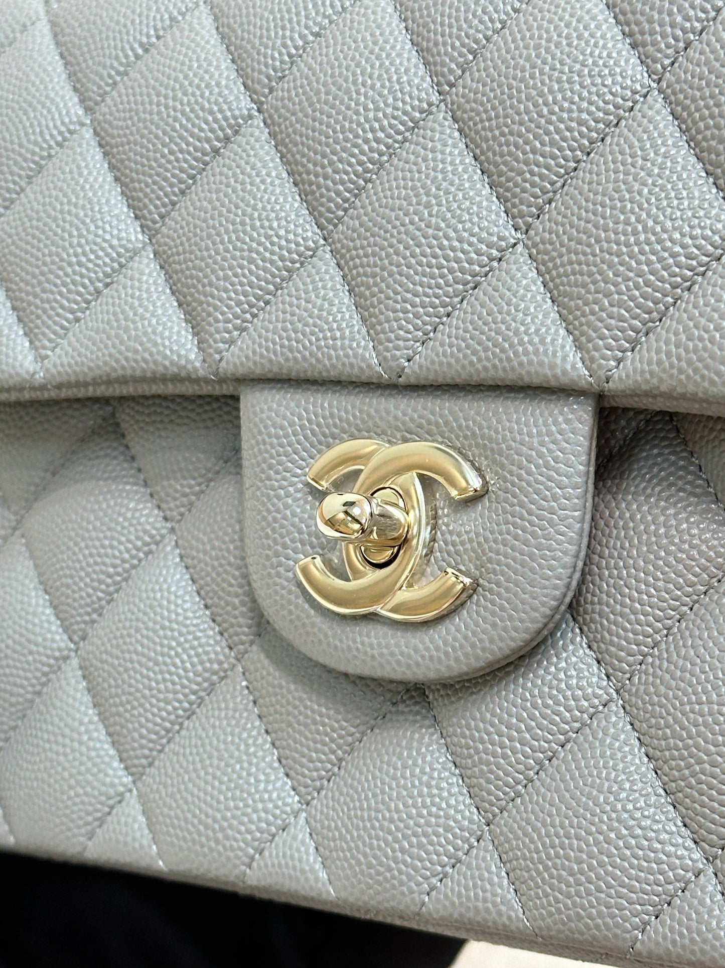 Chanel Small Caviar Quilted Double Flap Grey 21B Unused Condition