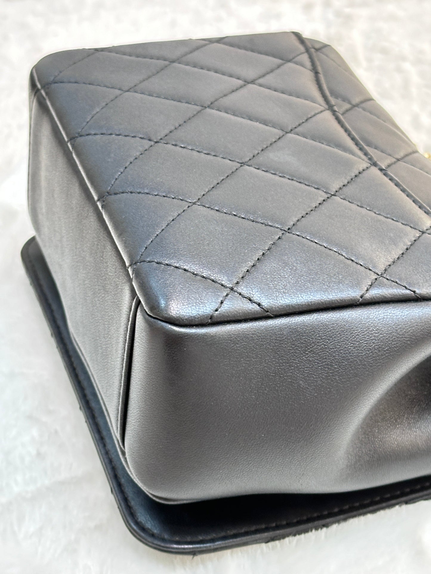 CHANEL Lambskin Quilted Studded Beauty Begins Flap Black