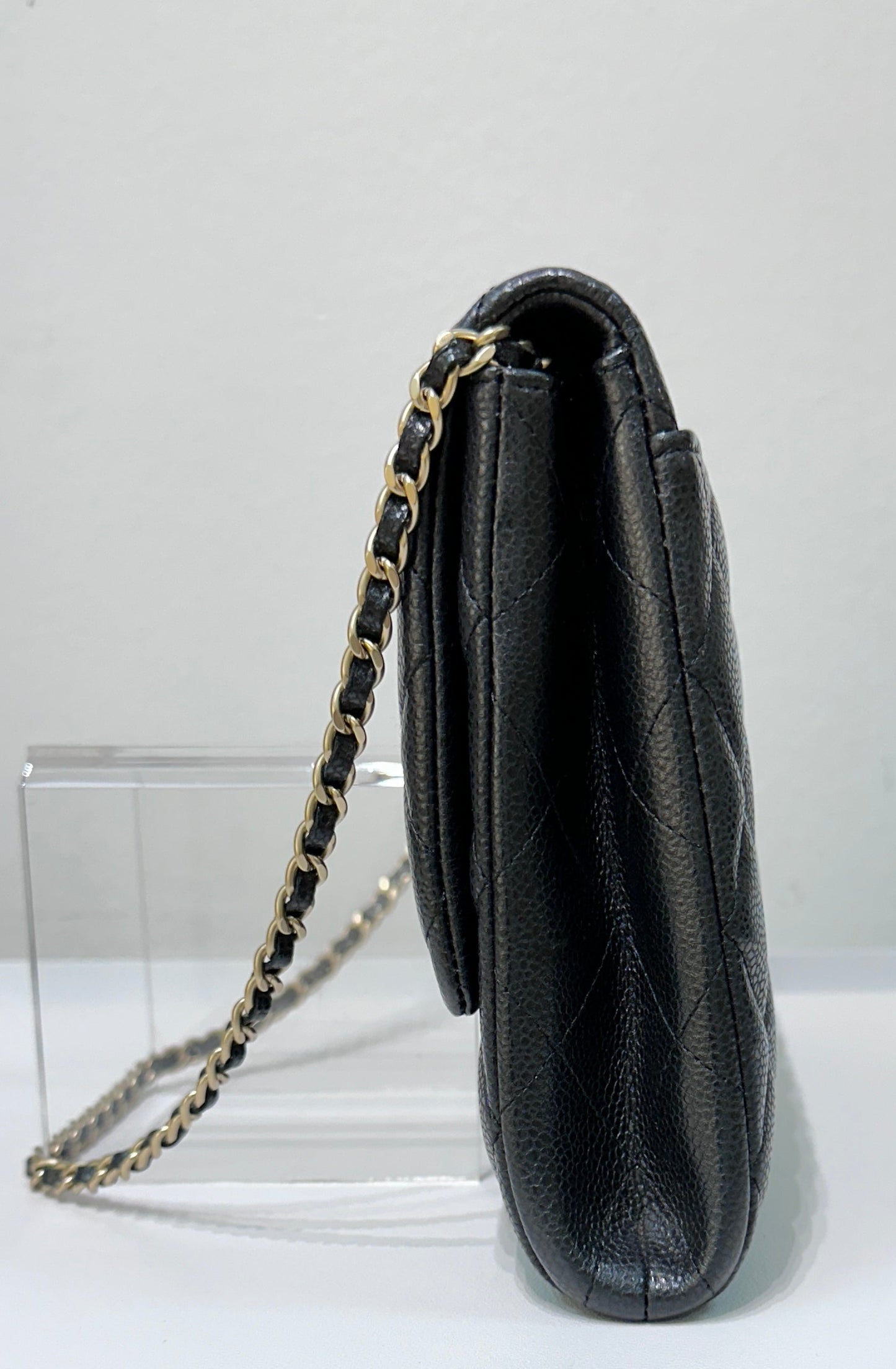 CHANEL Caviar Quilted Clutch With Chain Flap Black GHW