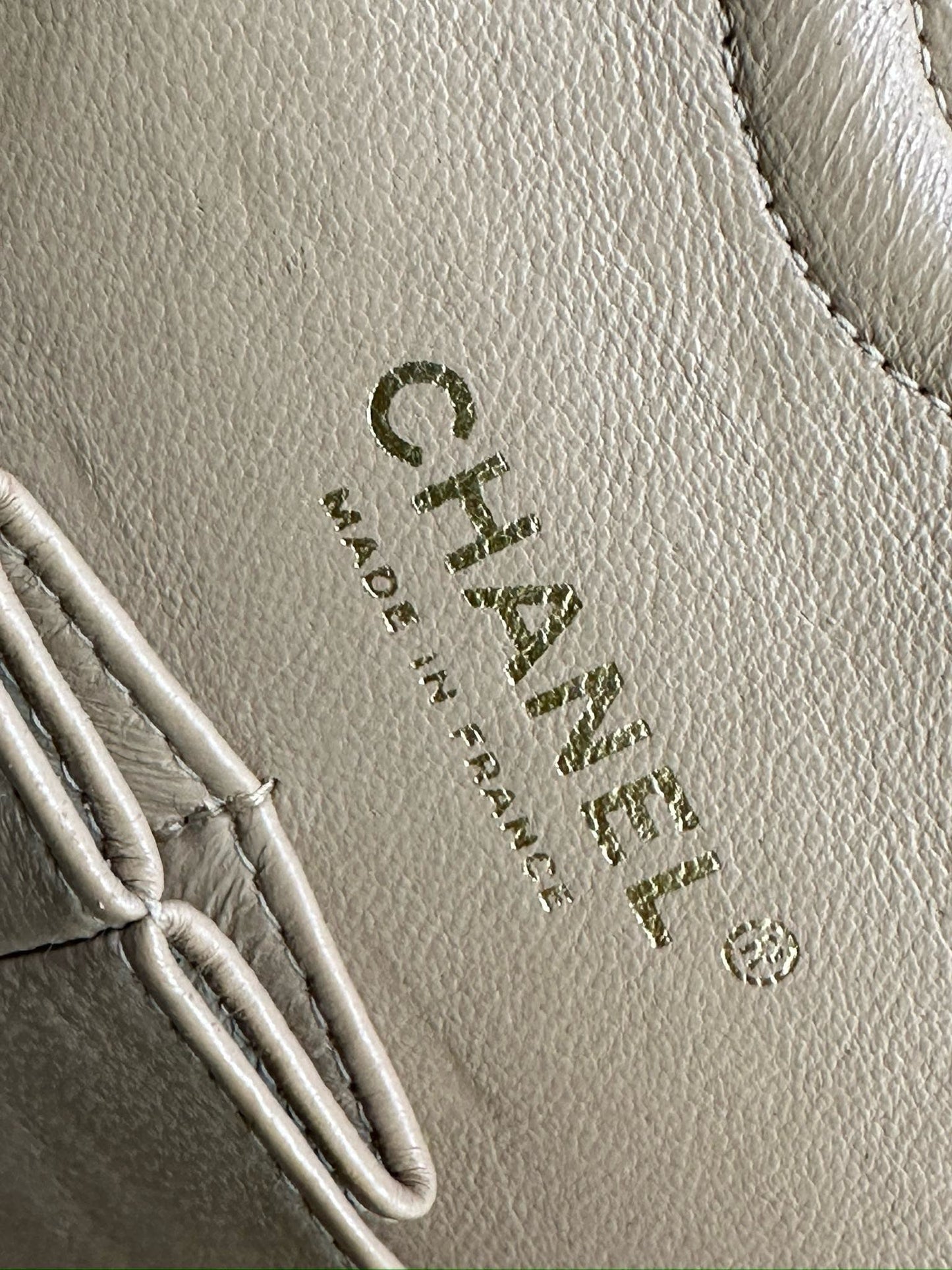 Chanel Medium Caviar Quilted Double Flap Beige Bag 866 Holo