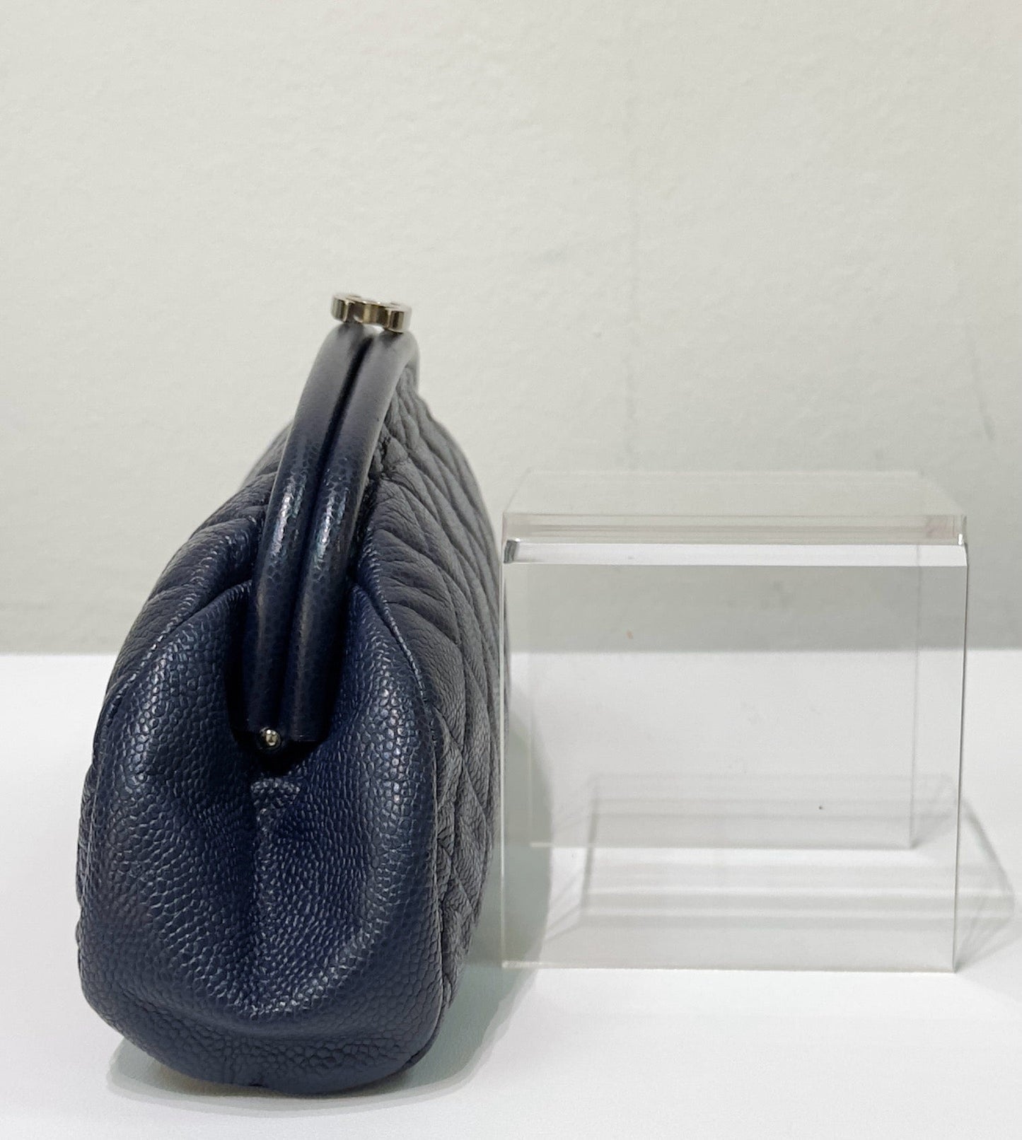 Chanel Quilted Caviar Timeless Clutch Bag Navy Blue SHW