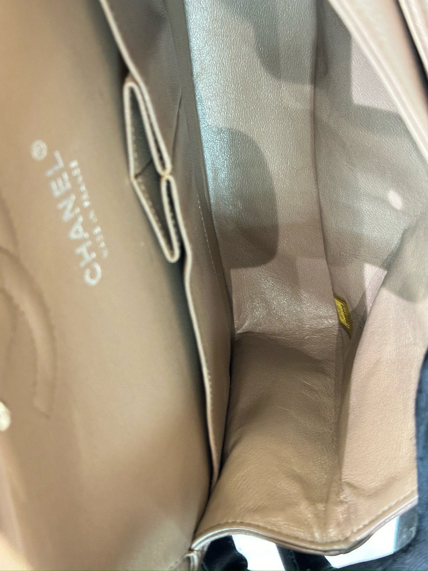 Chanel Medium Classic Caviar Double Flap Taupe SHW