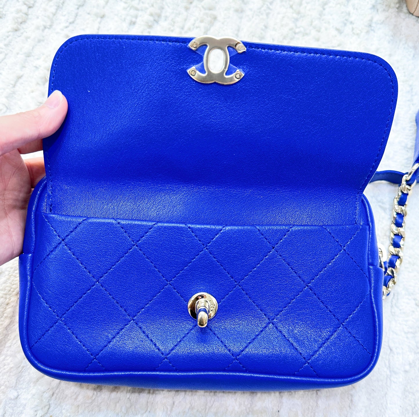 CHANEL Calfskin Casual Trip Waist Bag Blue