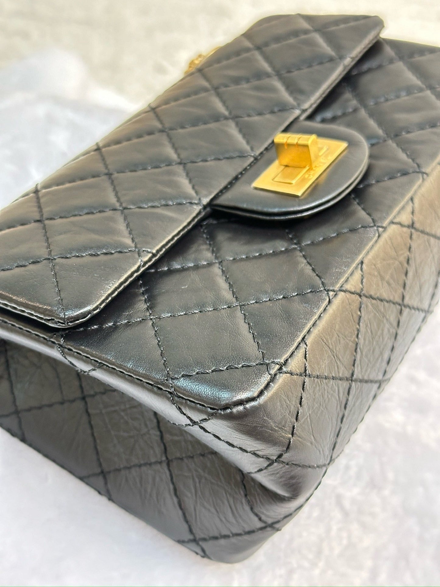 Chanel Mini Aged Calfskin Quilted 2.55 Reissue Flap Black Bag