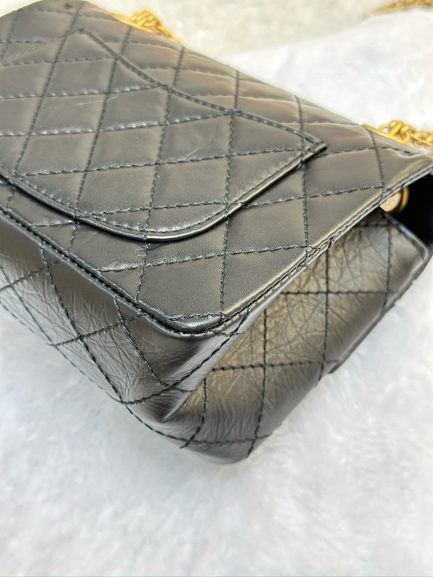 Chanel Mini Aged Calfskin Quilted 2.55 Reissue Flap Black Bag