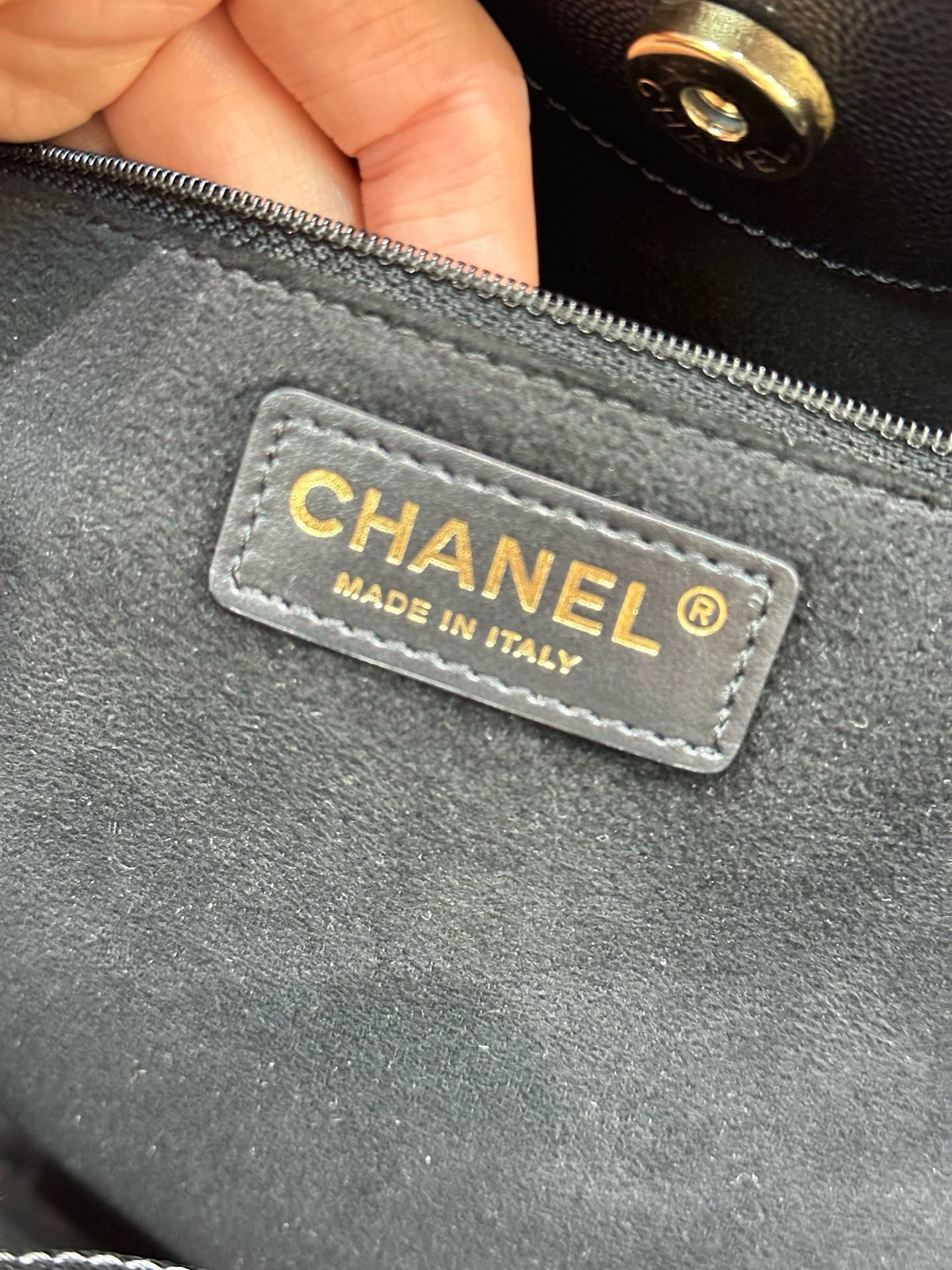 Chanel Small Deauville Caviar Tote Studded Black