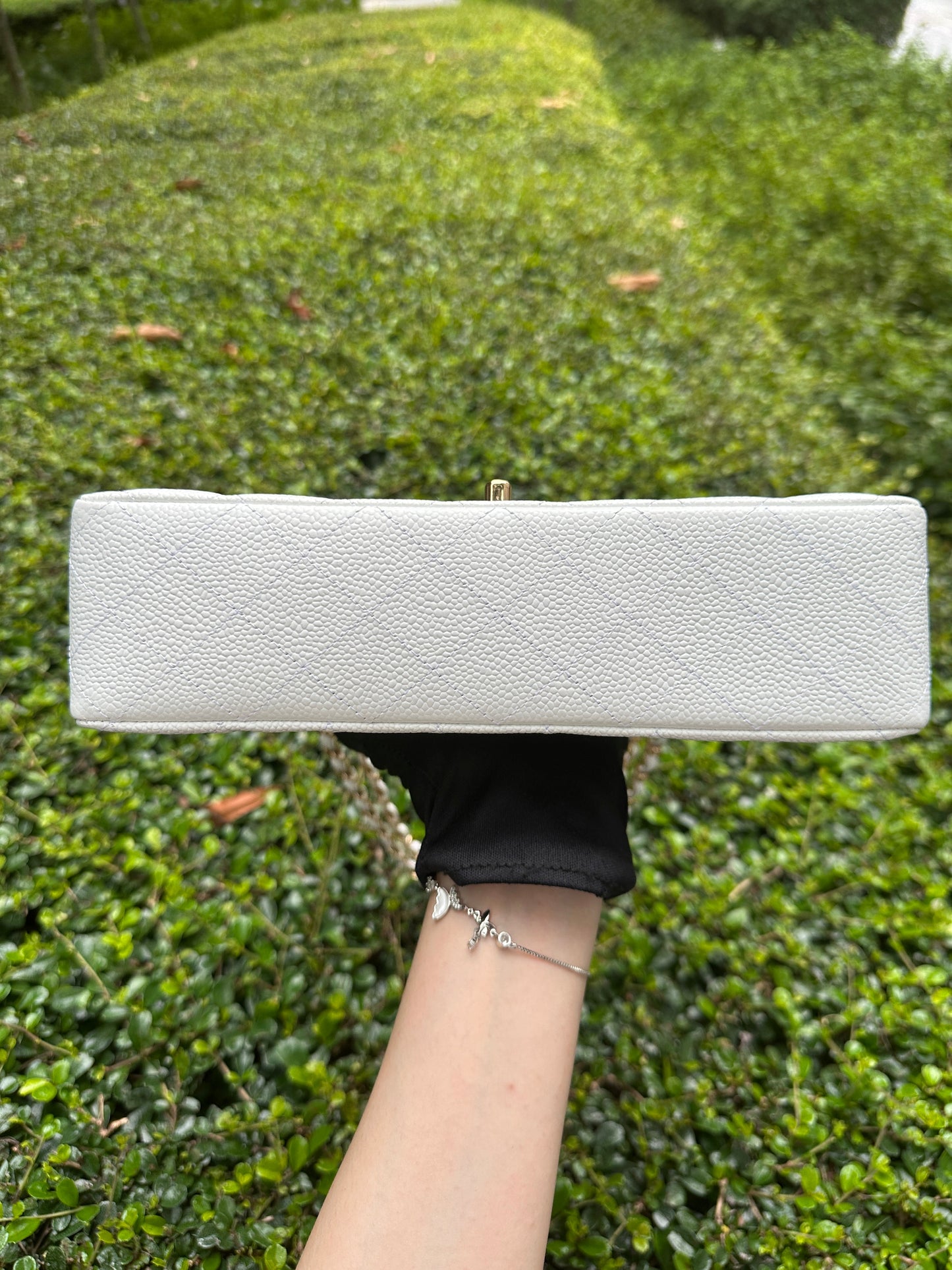 Chanel White Caviar Medium Classic Double Flap Bag