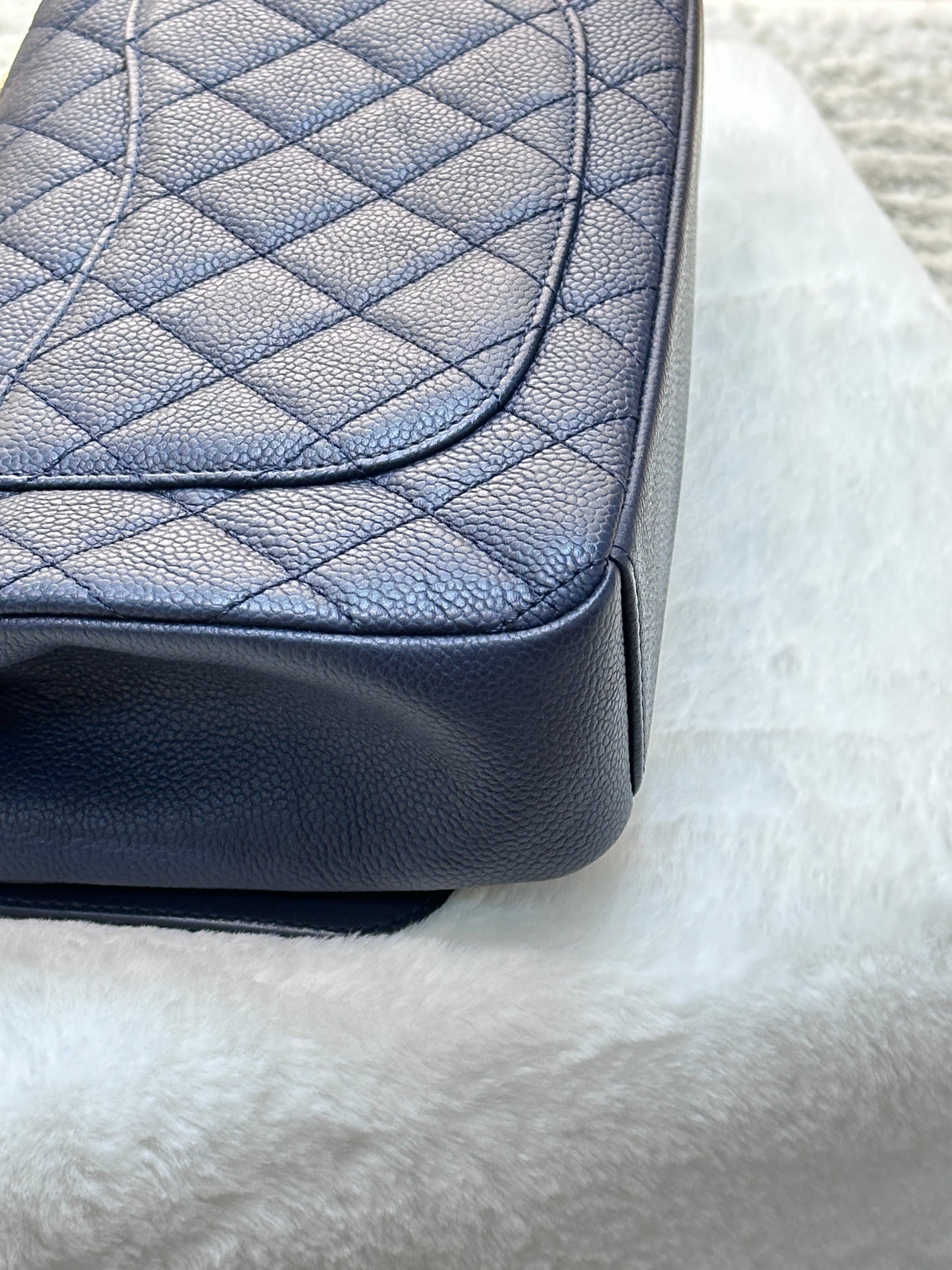 Chanel Caviar Quilted Small CC Filigree Flap Navy Black