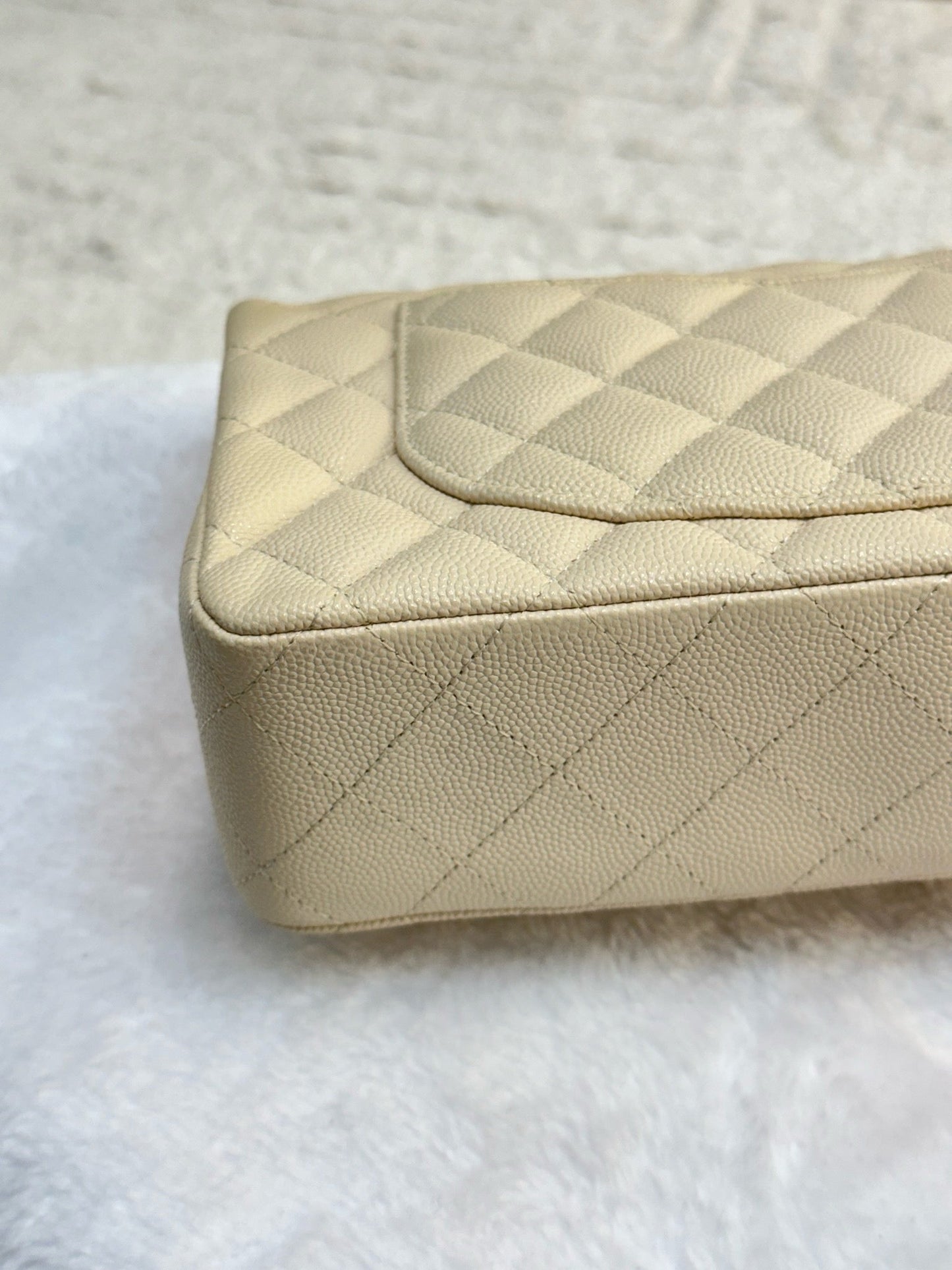 Chanel Small Classic Quilted Double Flap Ivory Light Beige 20C LGHW