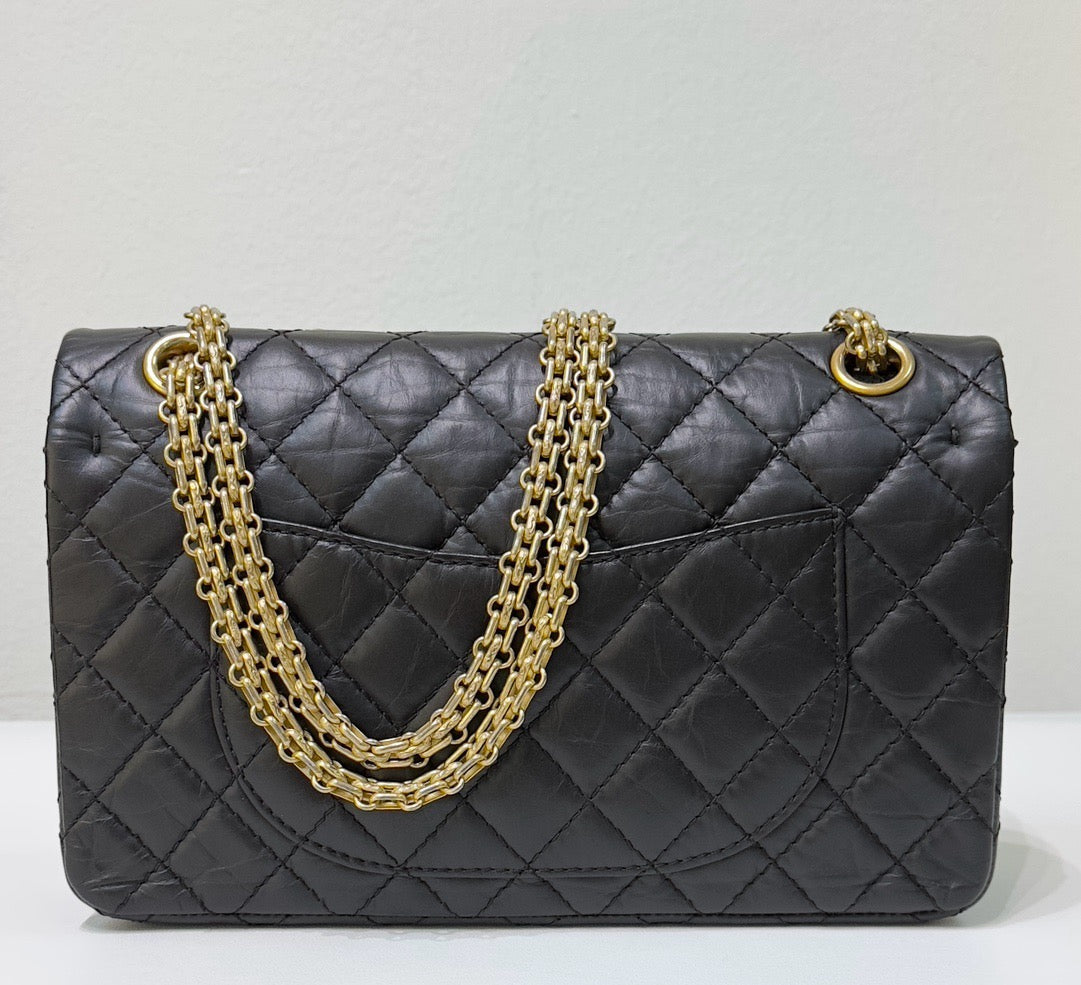 Chanel Small 2.55 Reissue Aged Calfskin Lucky Charms 225 Flap Black GHW