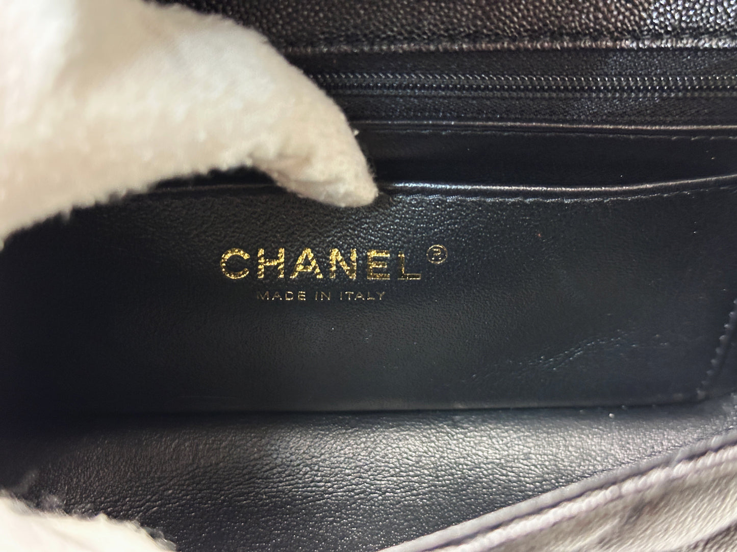 Chanel Mini Rectangular Top Handle Flap Bag Black Caviar GHW 3126 holo card