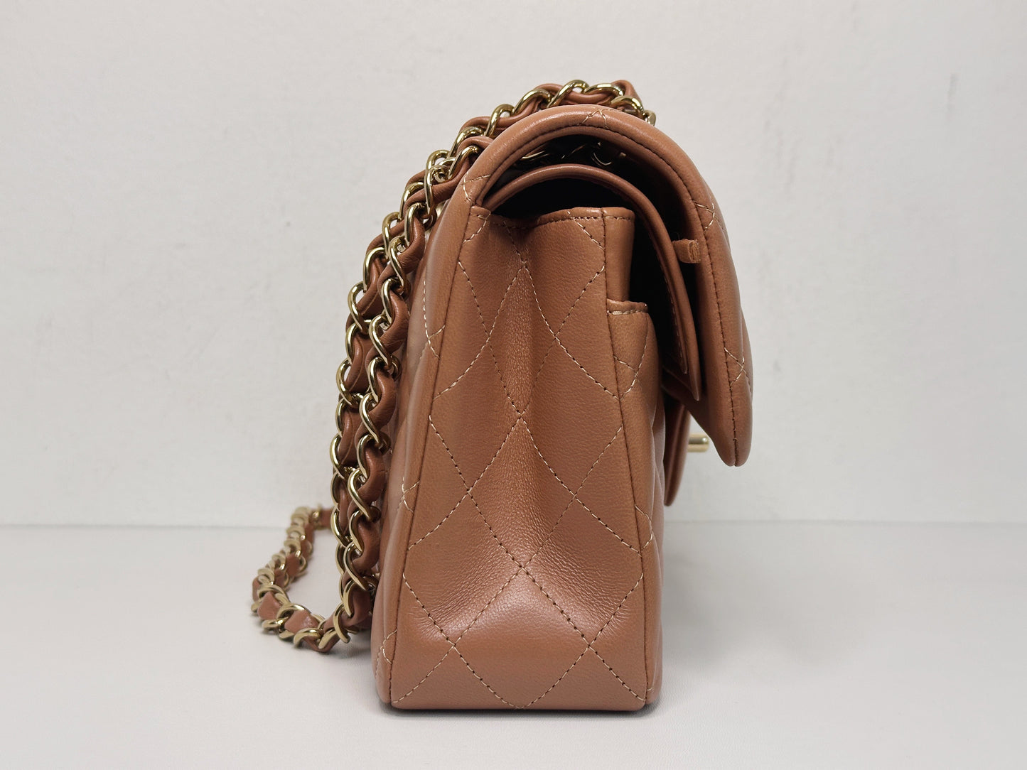 Chanel Small Lambskin Classic Double Flap Bag Dark Beige LGHW