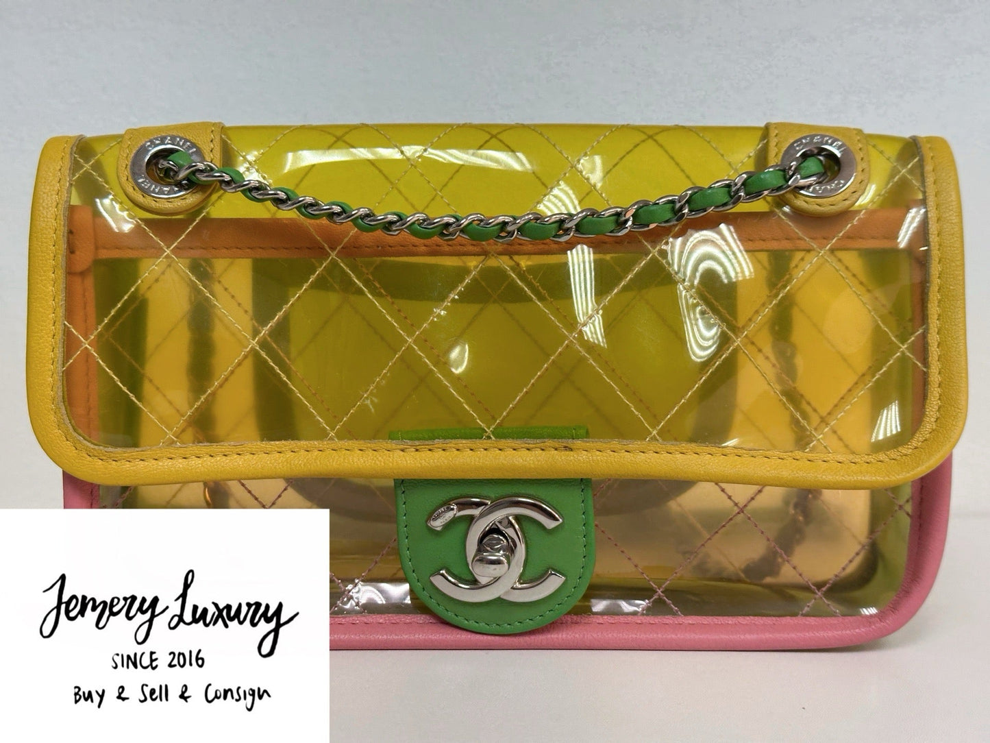 Chanel Yellow Coco Splash PVC Small Flap Bag holo 2589