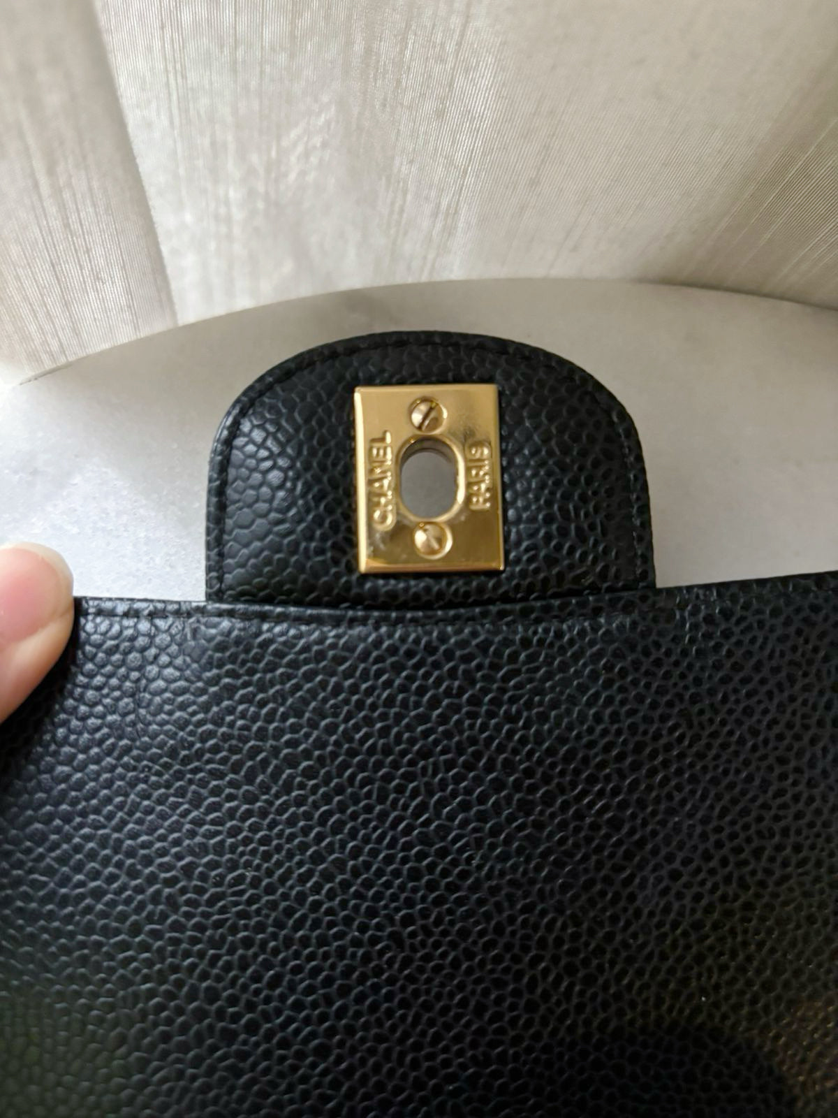 Chanel Mini Square Caviar Flap Bag Black GHW 1203 holo card