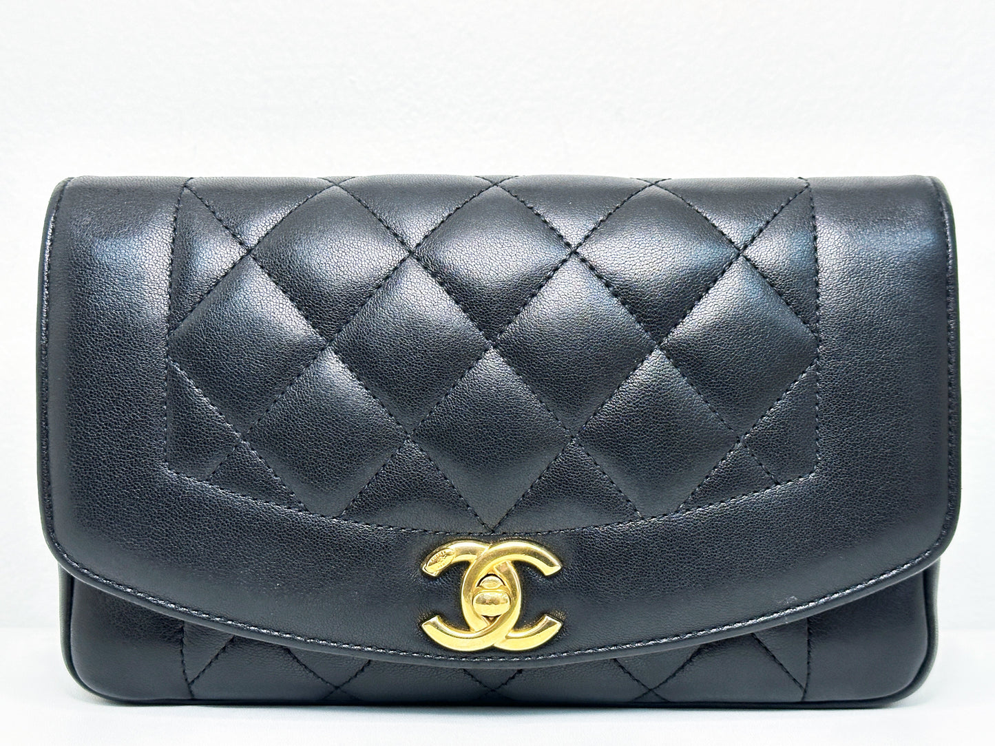 Chanel Small Diana Flap Black Lambskin GHW 2073 holo