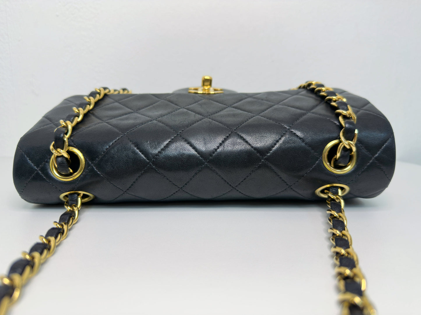 Chanel Vintage Black Quilted Lambskin Small Classic Double Flap Bag 4591 holo card