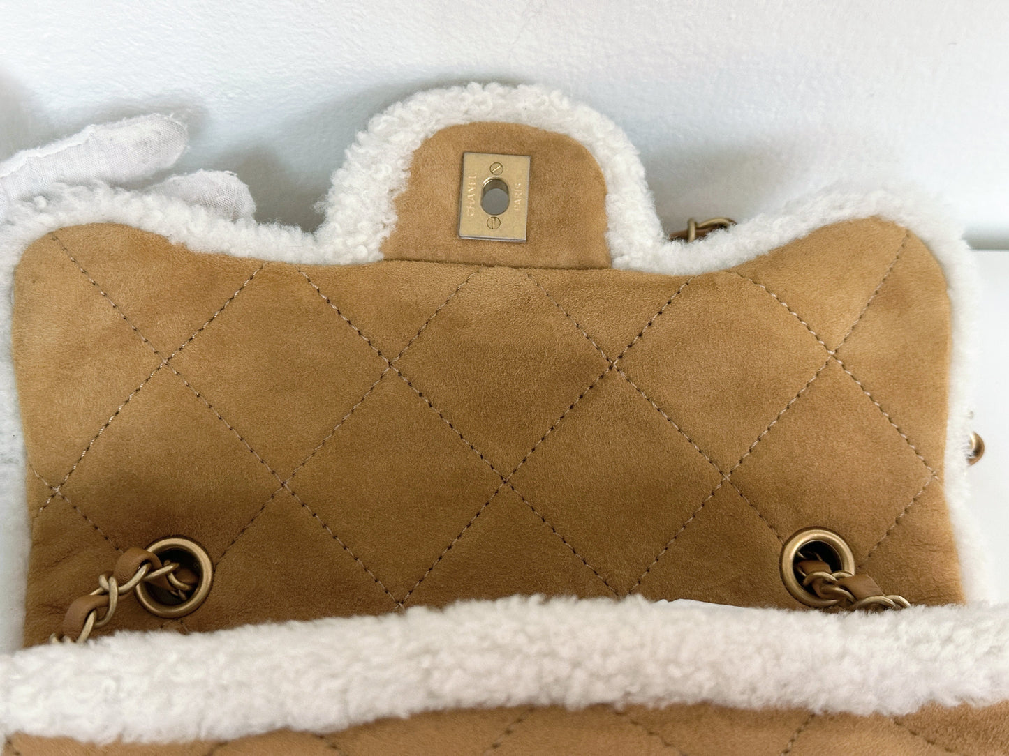 Chanel Medium Shearling Coco Neige Flap holo card 264