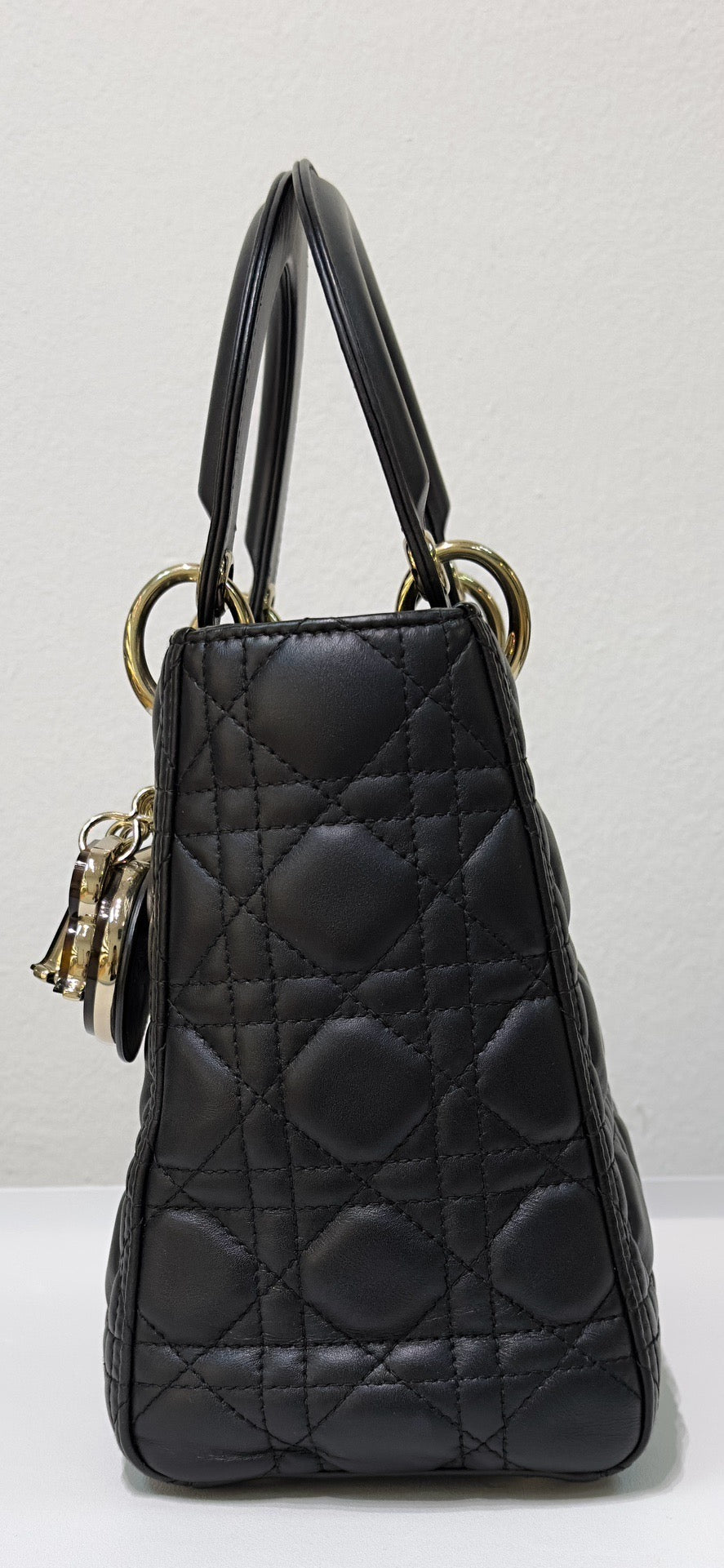 Christian Dior Lambskin Cannage Medium Lady Dior Black GHW