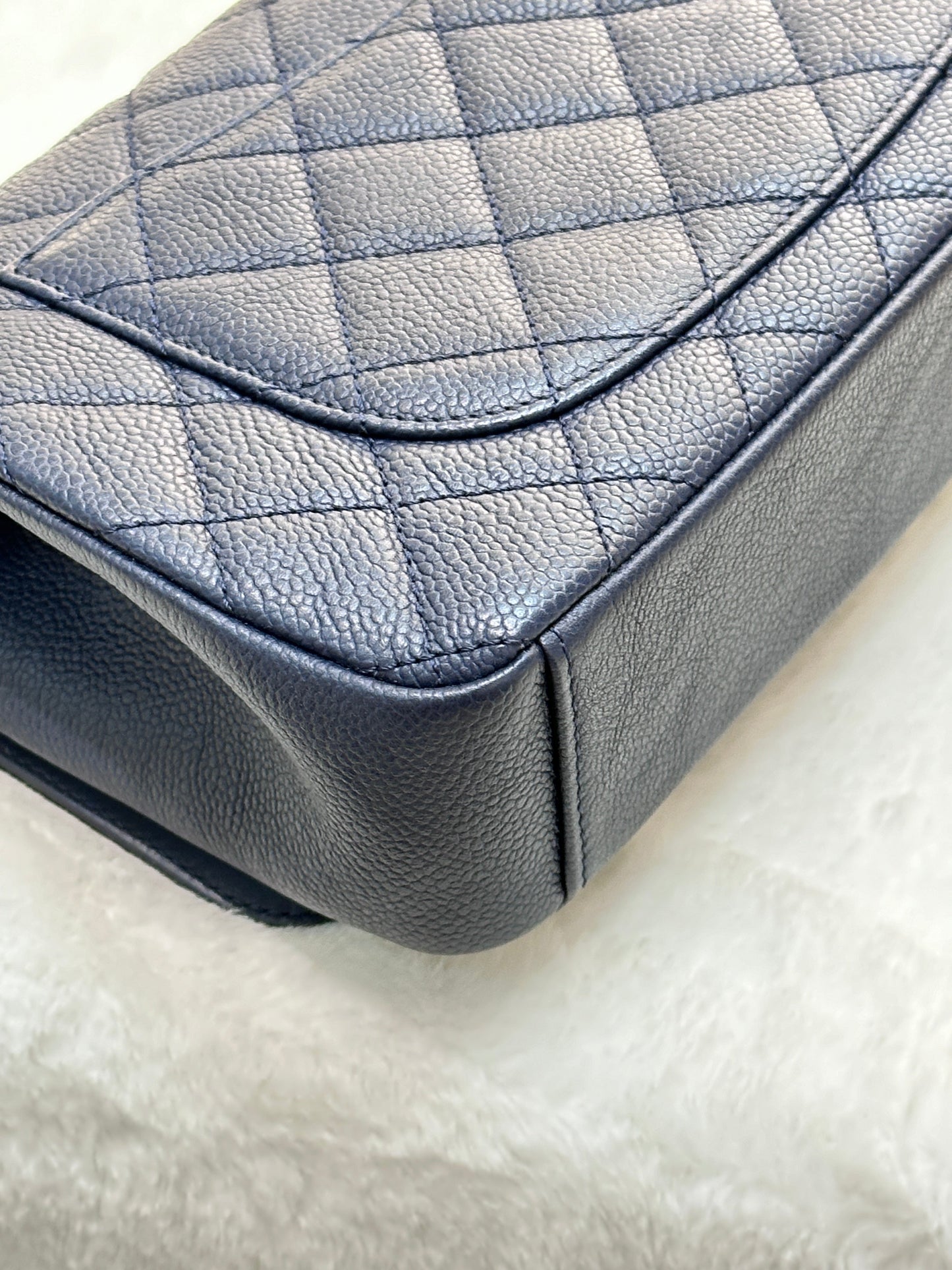Chanel Caviar Quilted Small CC Filigree Flap Navy Black