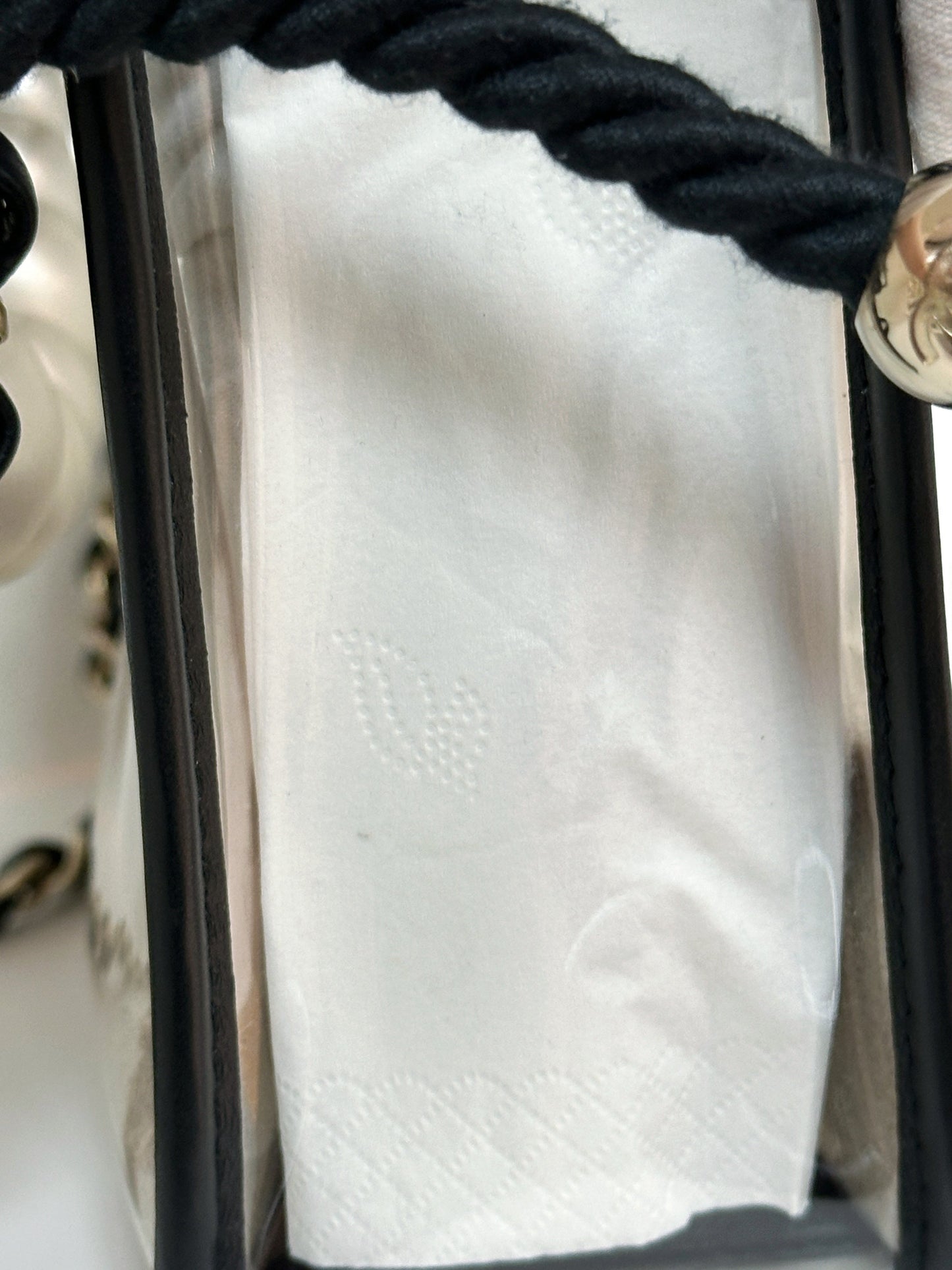 Chanel Medium Lambskin CoCo Sand PVC Sand By The Sea Flap With Pearl Strap Black 2745 holo card