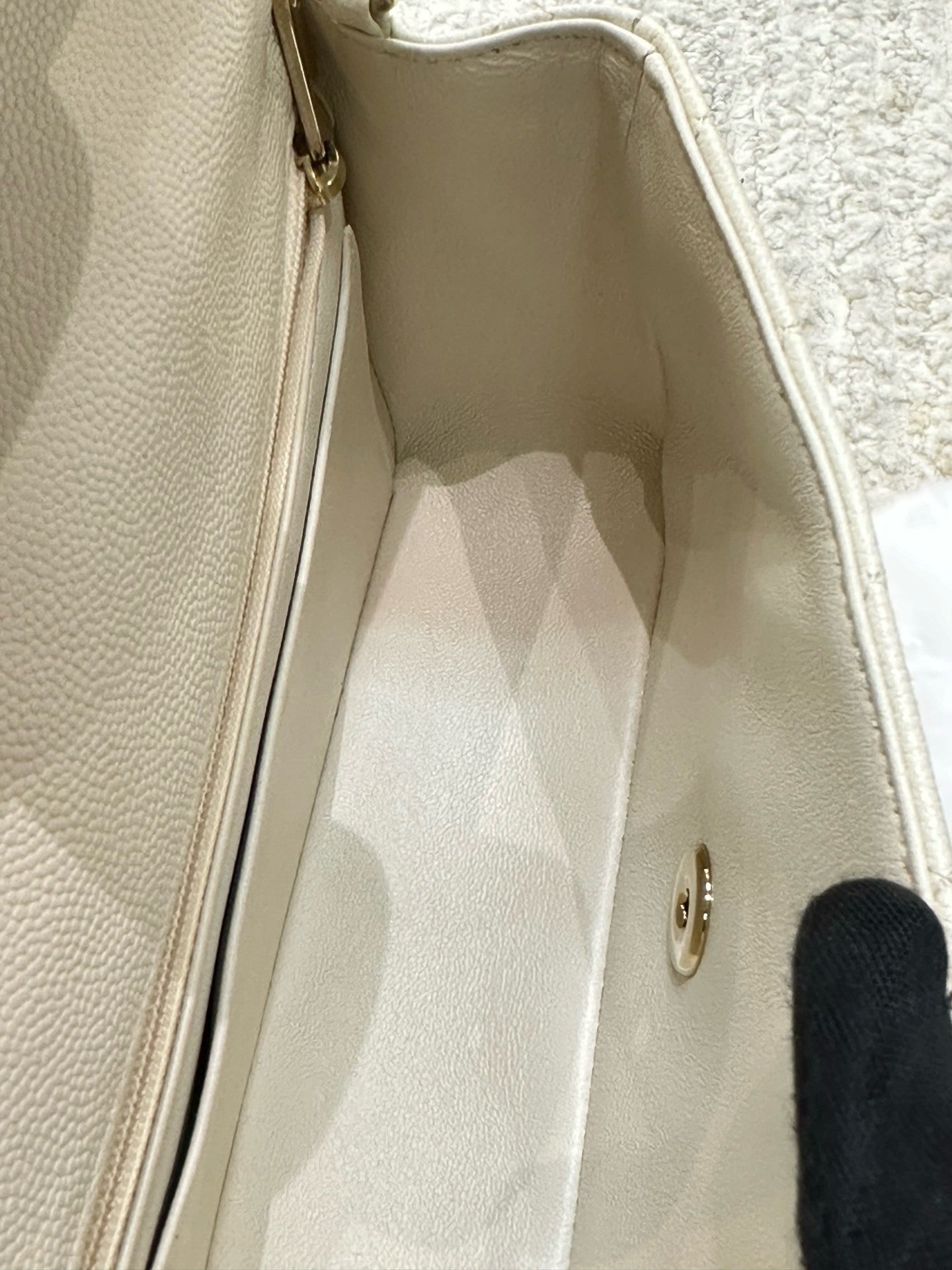 Chanel Mini Rectangle Caviar Ivory 17C GHW