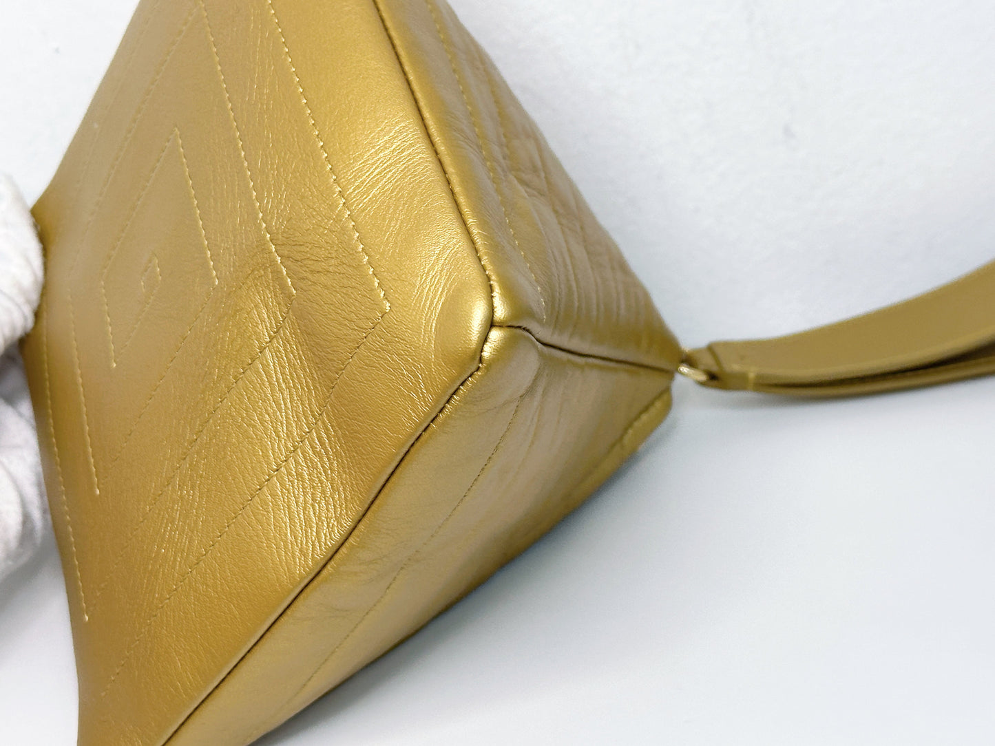 Chanel Gold Pyramid Leather Clutch Golden 2831 holo