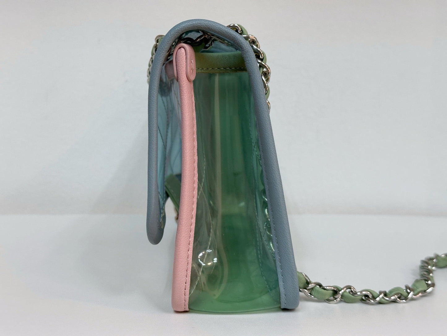 Chanel Coco Splash PVC Medium Flap Bag Pink/Blue/Green Holo card 2569