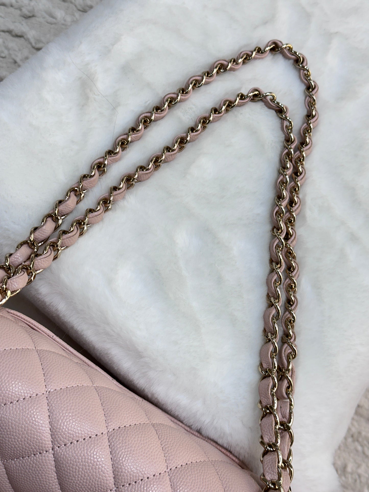 Chanel Medium Caviar Quilted Double Flap Light Pink 21C