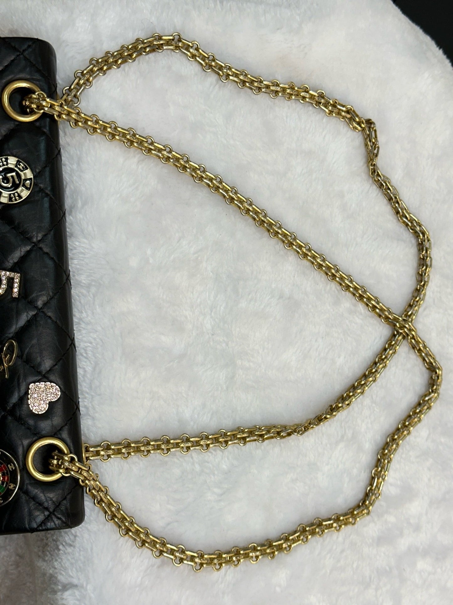 Chanel Small 2.55 Reissue Aged Calfskin Lucky Charms 225 Flap Black GHW