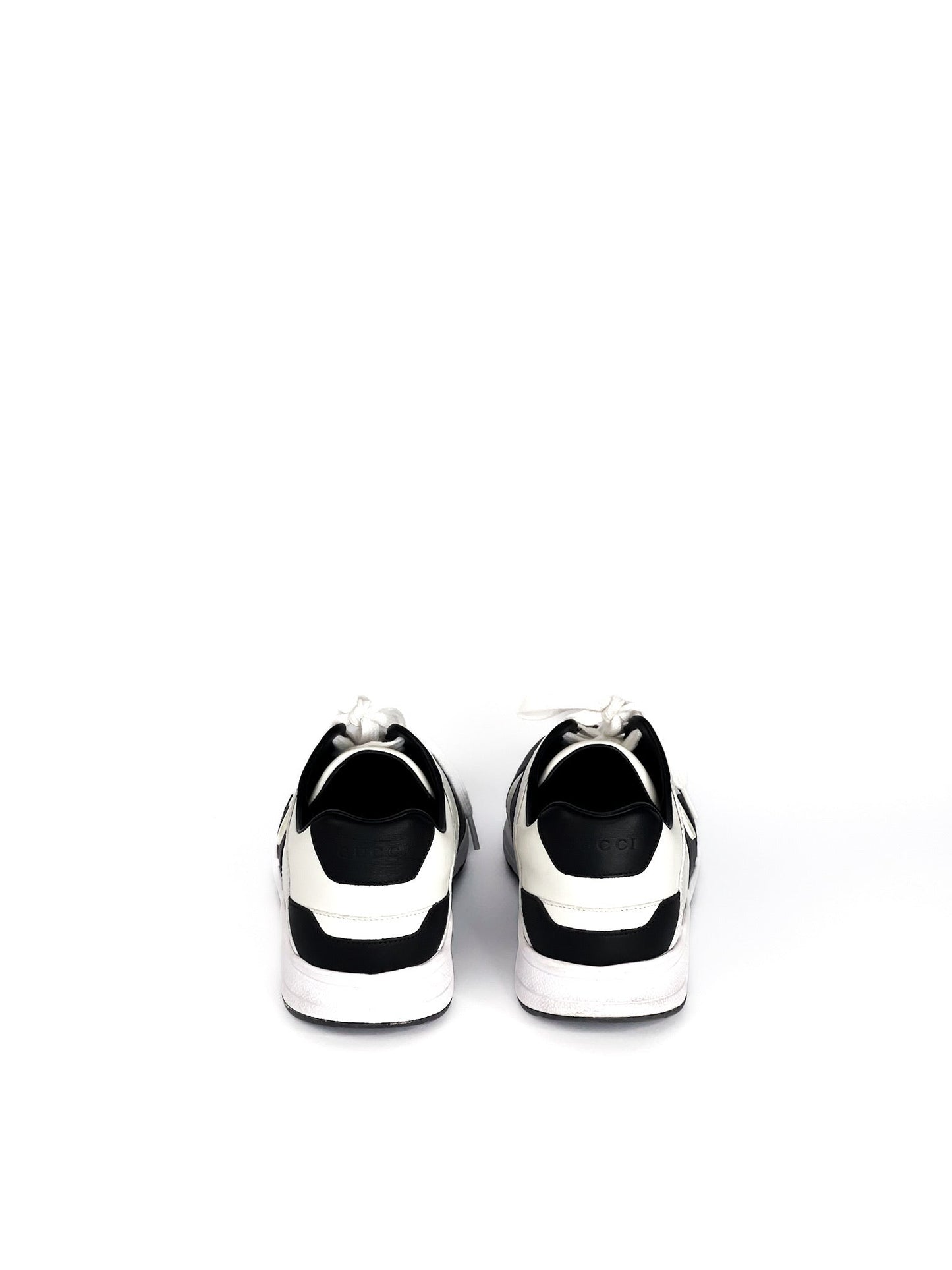 Gucci Calfskin Interlocking G Sneakers Black White Size 39